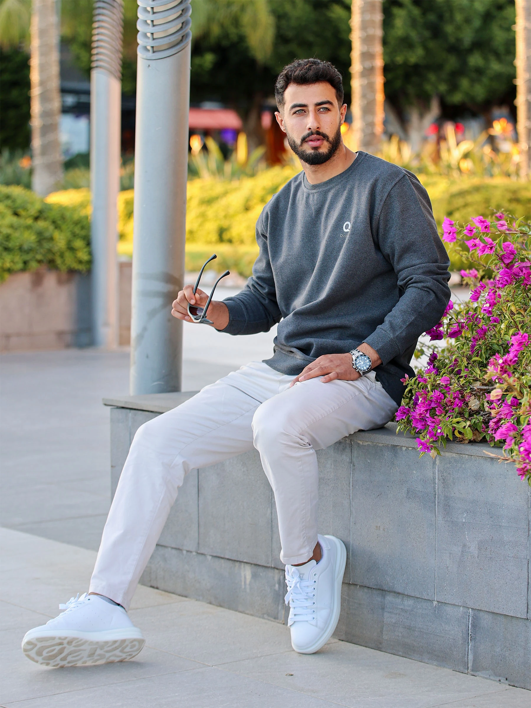 Füme Quanlex Selanik Kumaş Bisiklet Yaka Sweatshirt