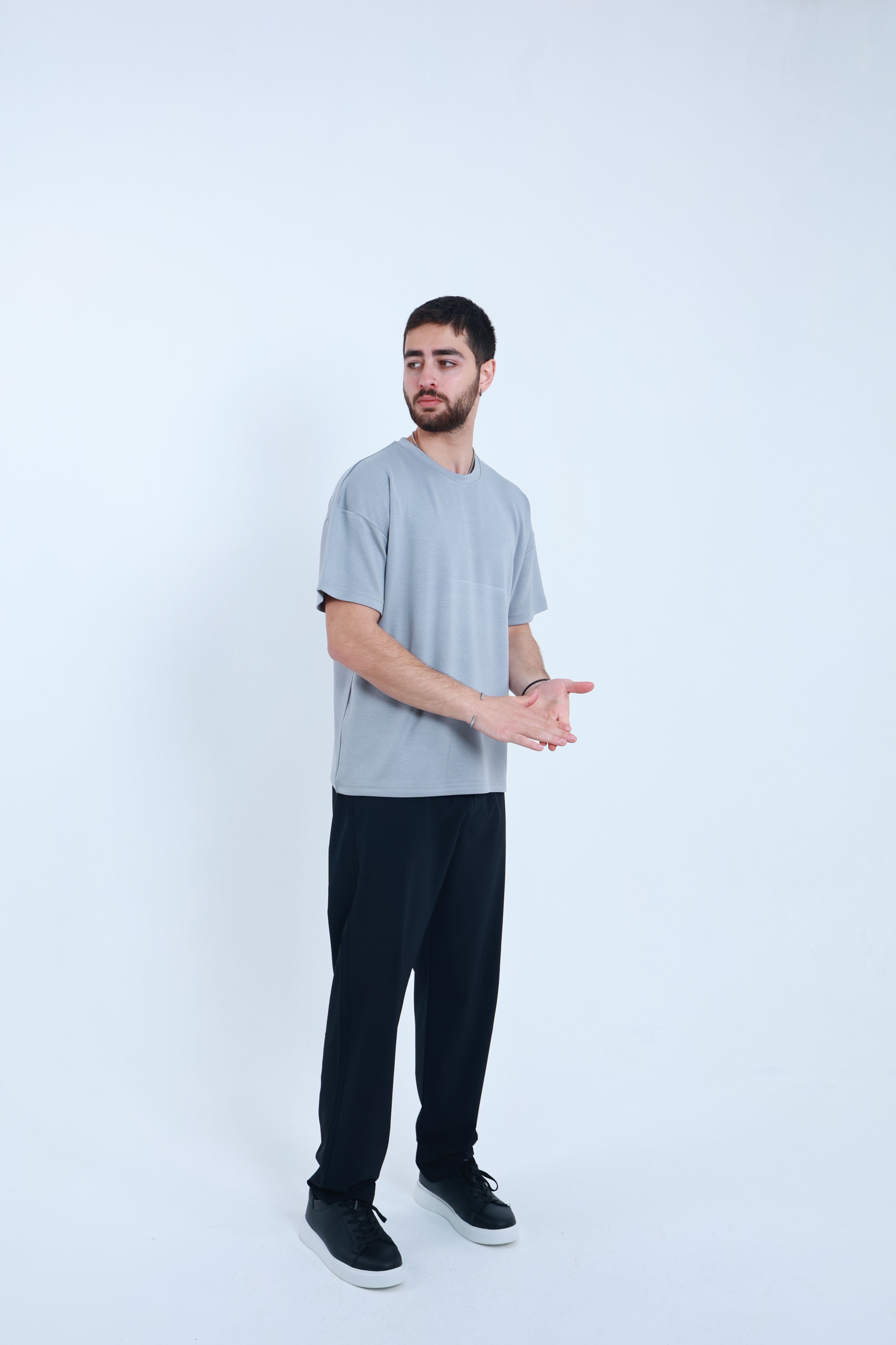 Modal Oversized T-Shirt Gri