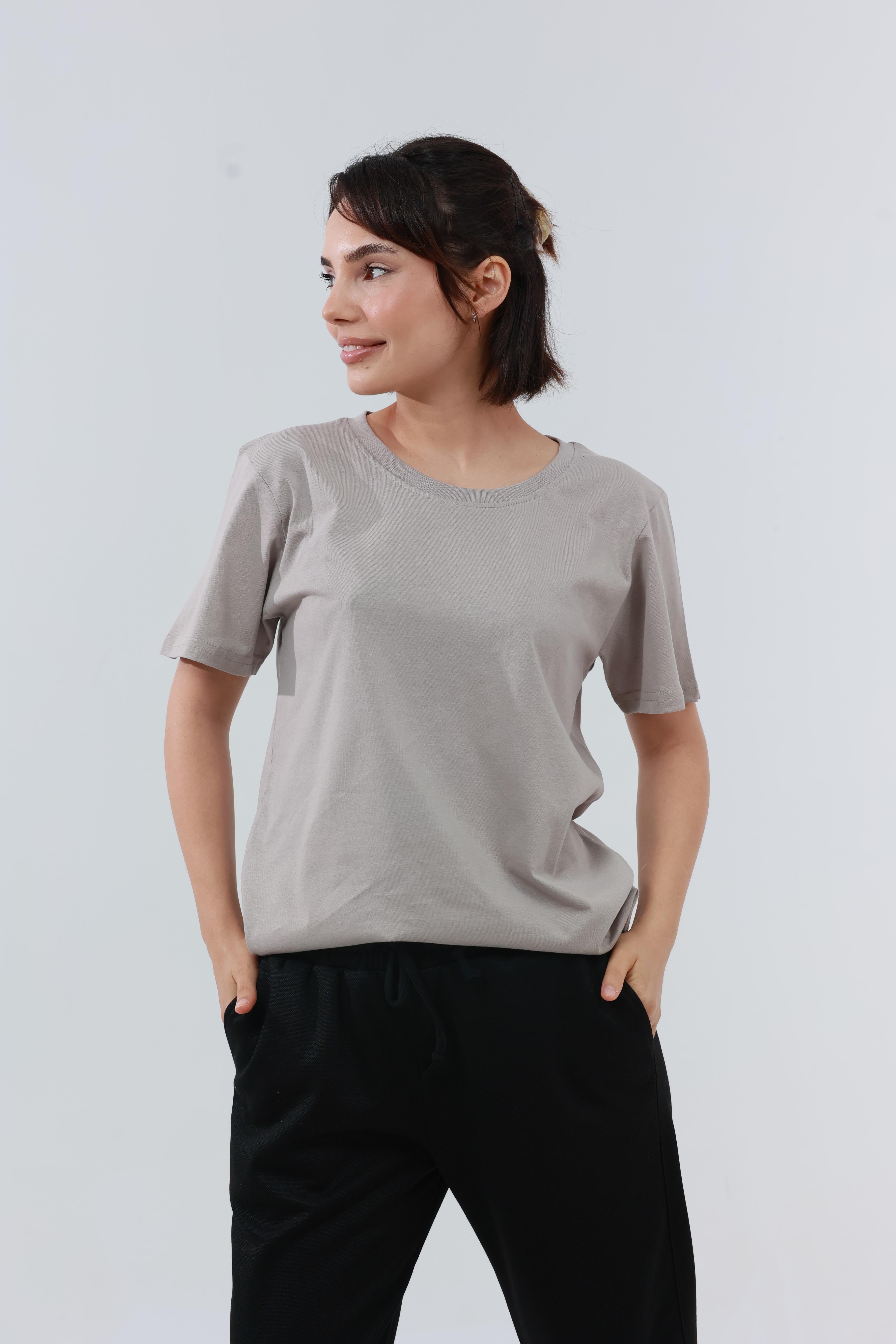 Kadın Penye Regular T-Shirt Bej