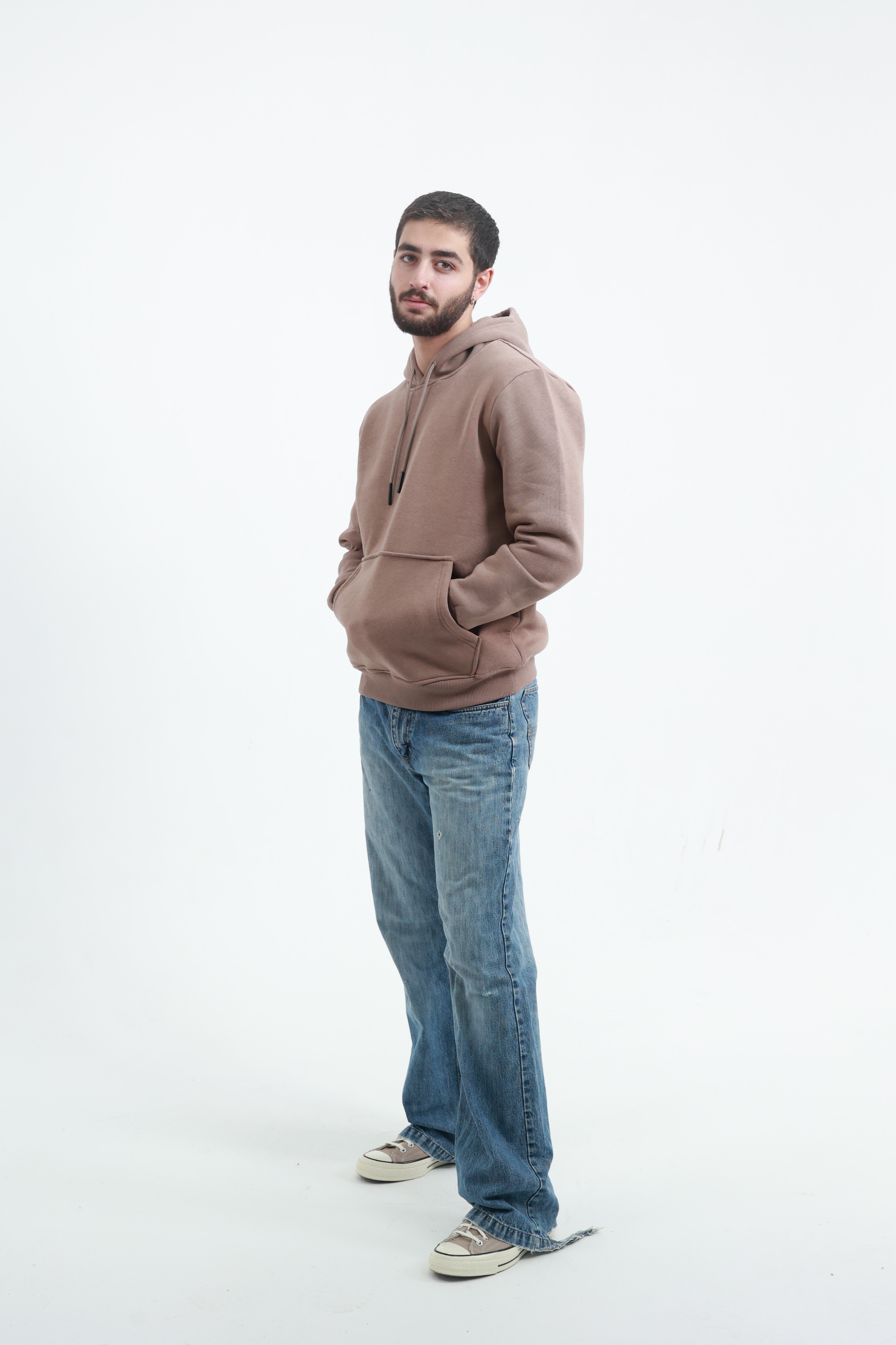 Kanguru Cepli Sweatshirt 3 İplik Kahverengi