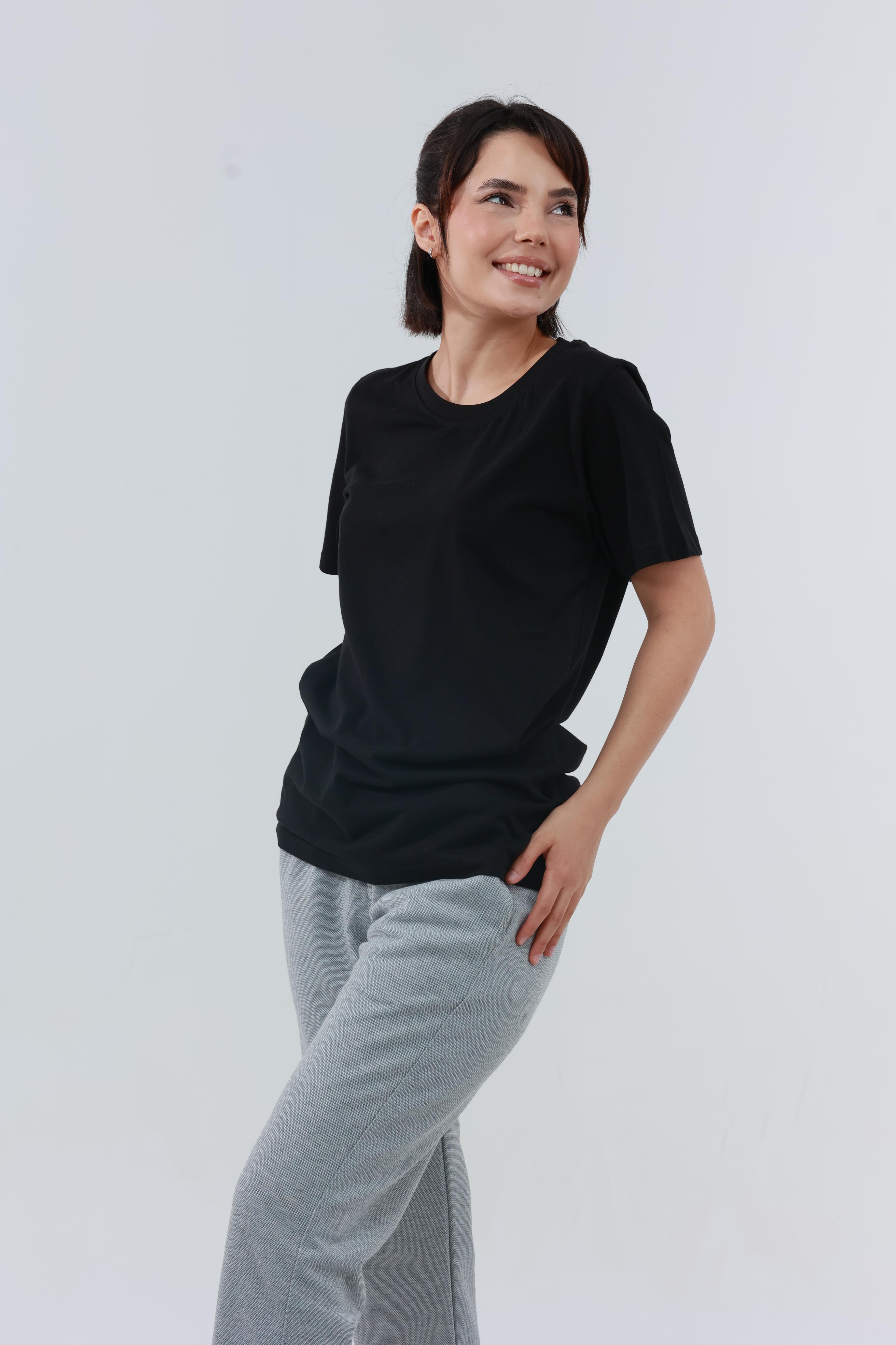 Kadın Penye Regular T-Shirt Siyah