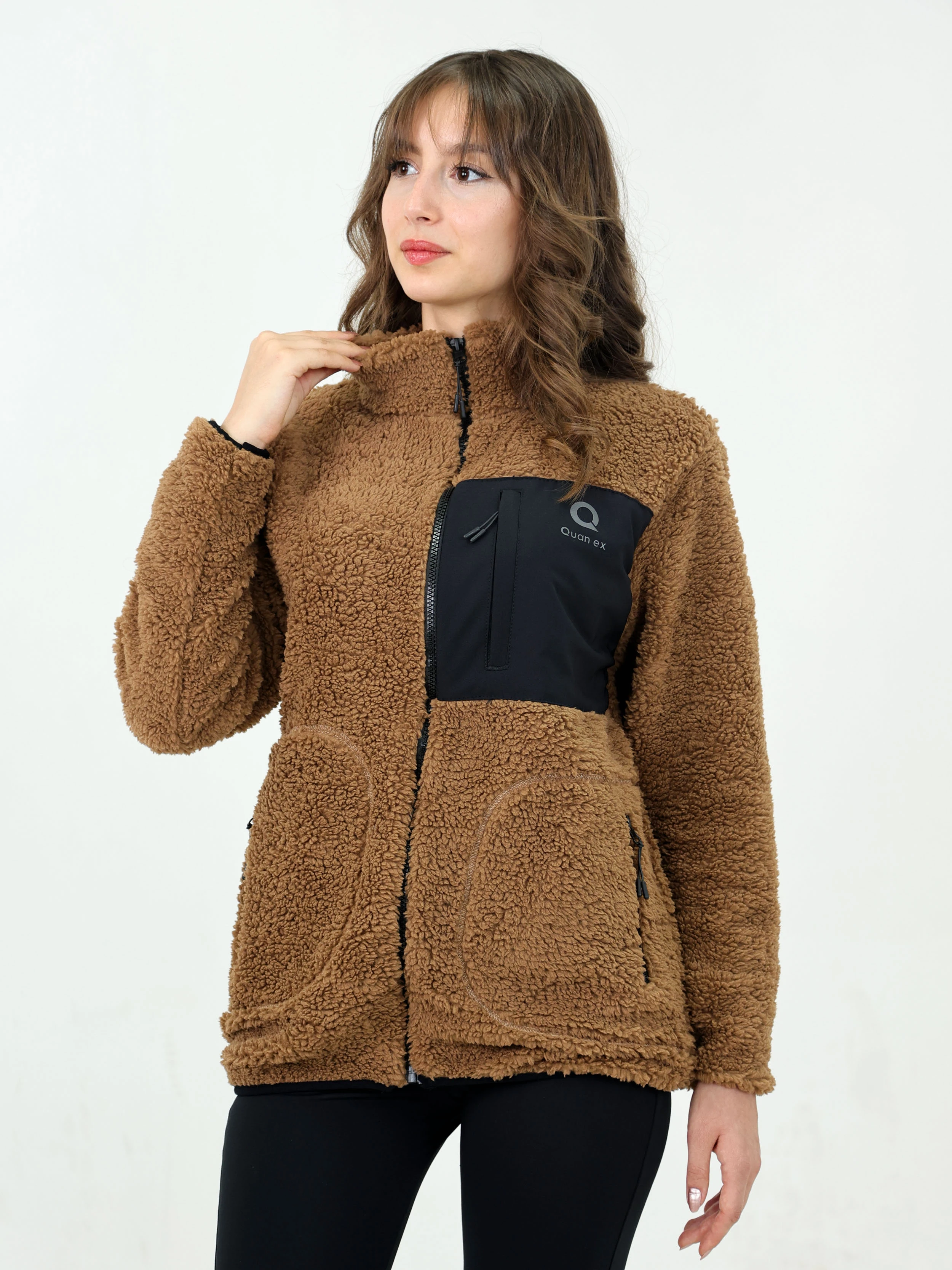 Kahverengi Kadın Kuzu Welsoft Polar Ceket