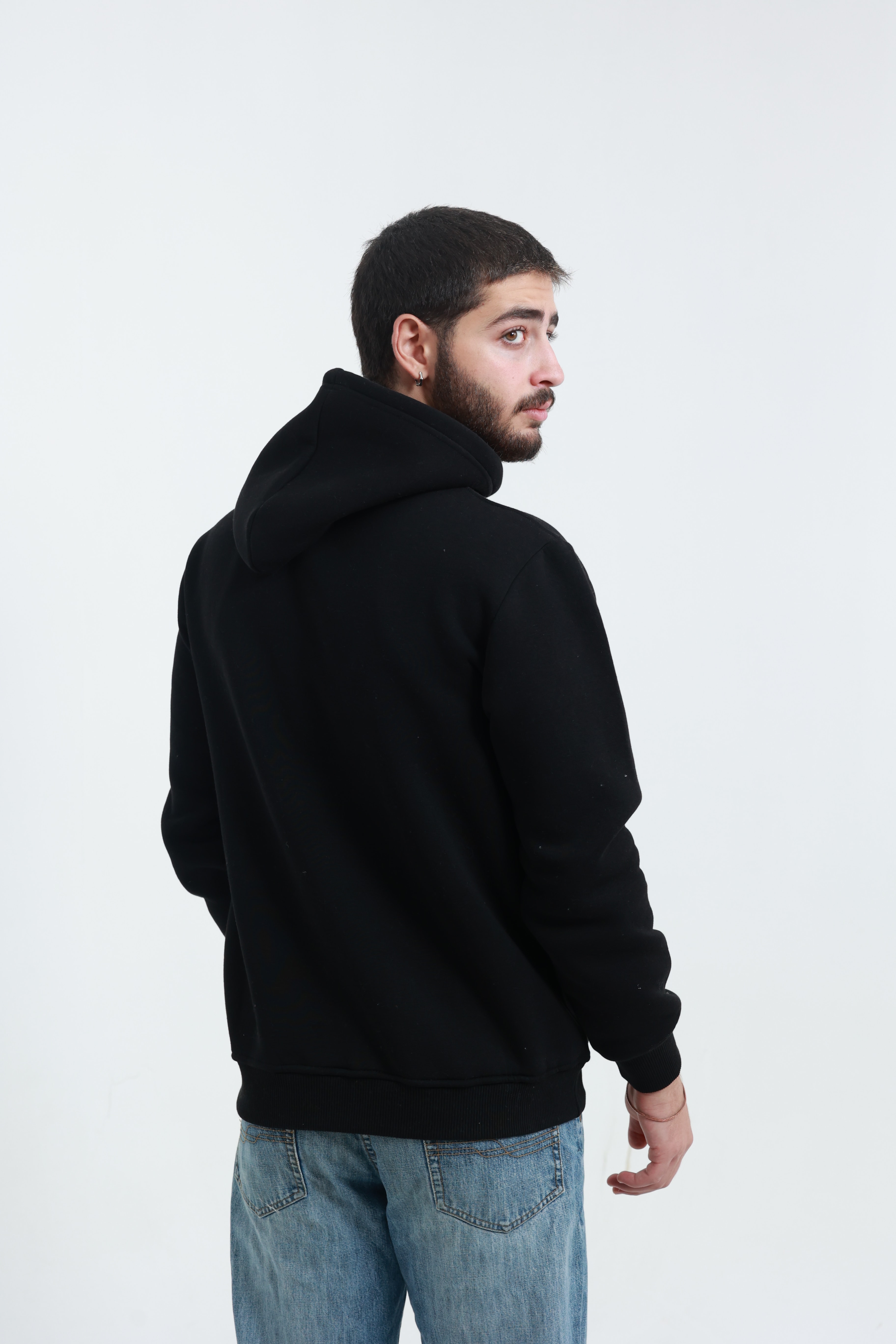 Kanguru Cepli Sweatshirt 3 İplik Siyah
