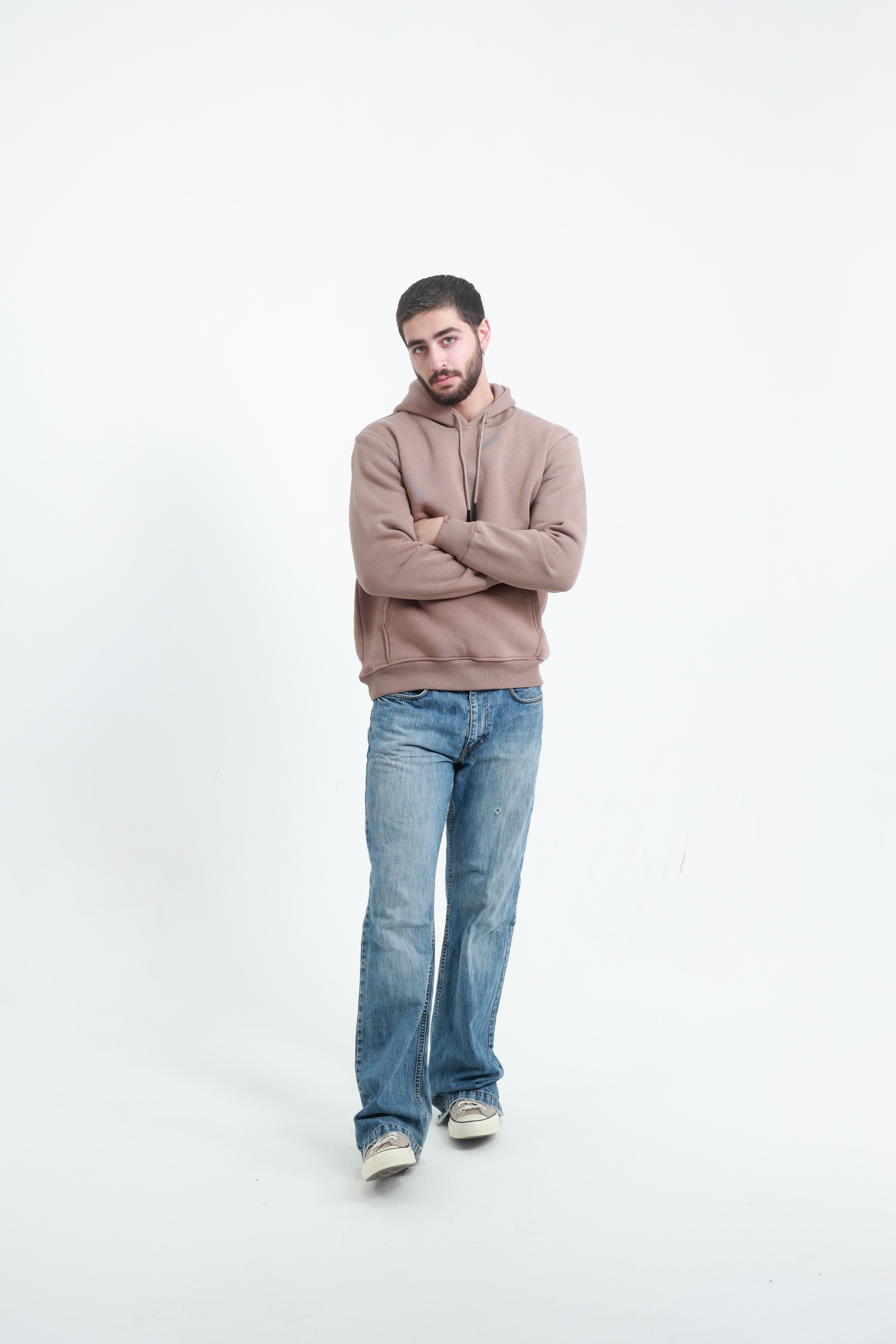 Kanguru Cepli Sweatshirt 3 İplik Kahverengi