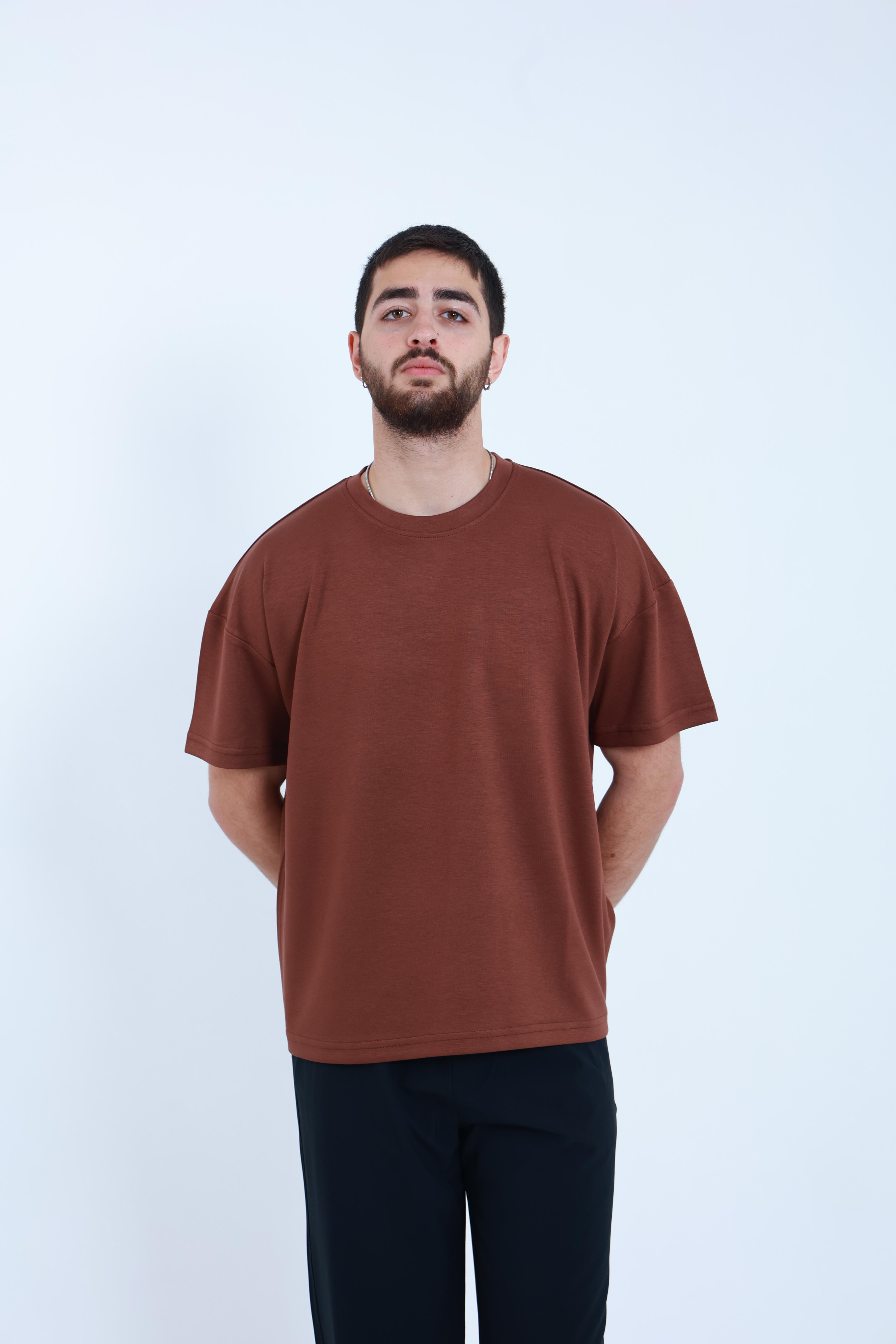 Modal Oversized T-Shirt Kahverengi