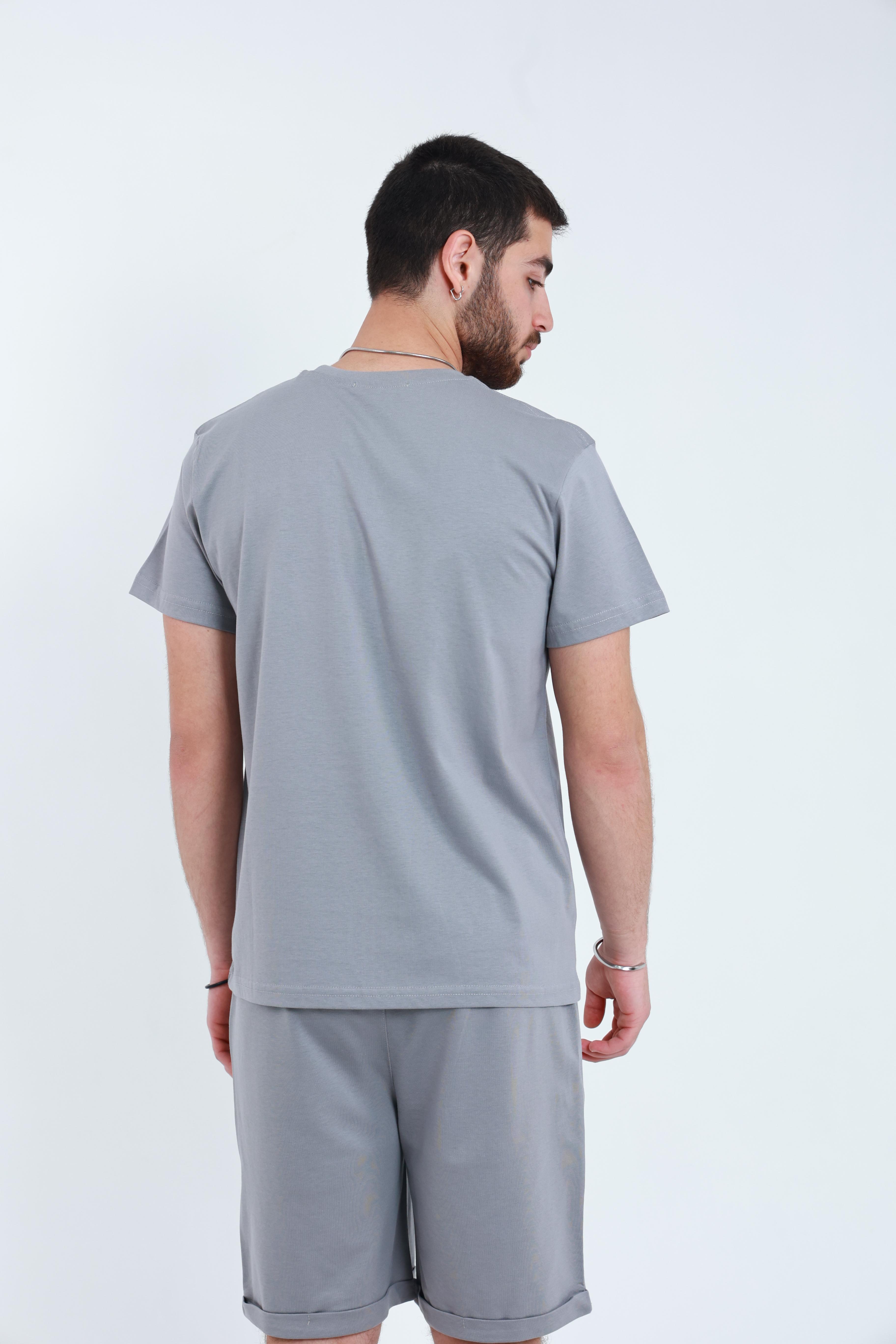 Erkek Penye Regular T-Shirt Gri