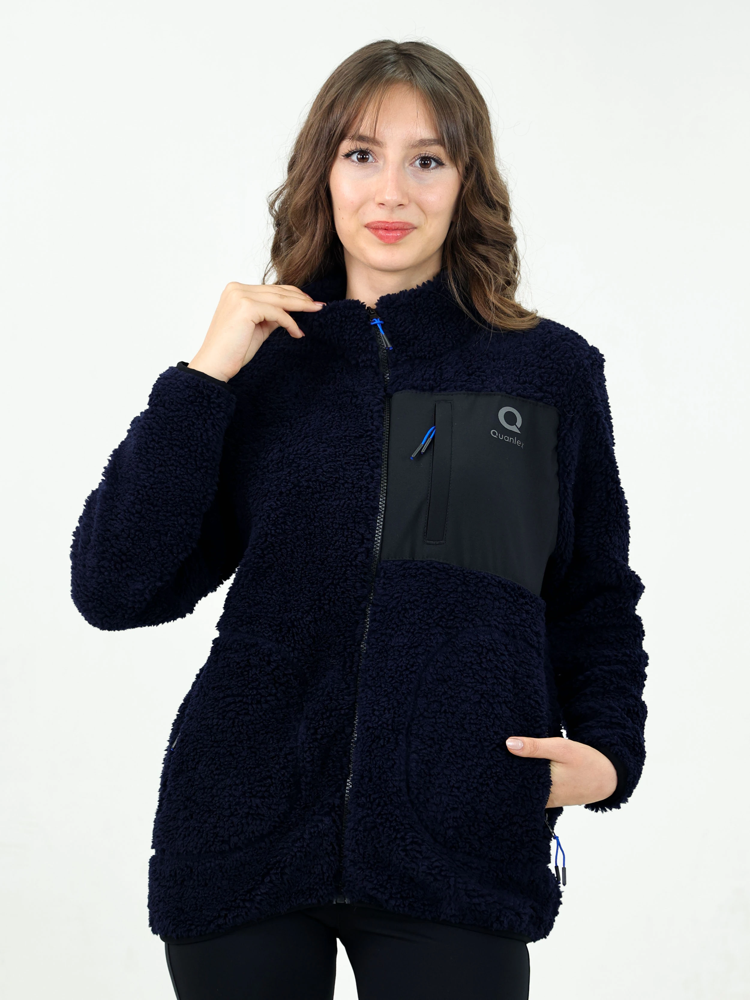 Lacivert Kadın Kuzu Welsoft Polar Ceket