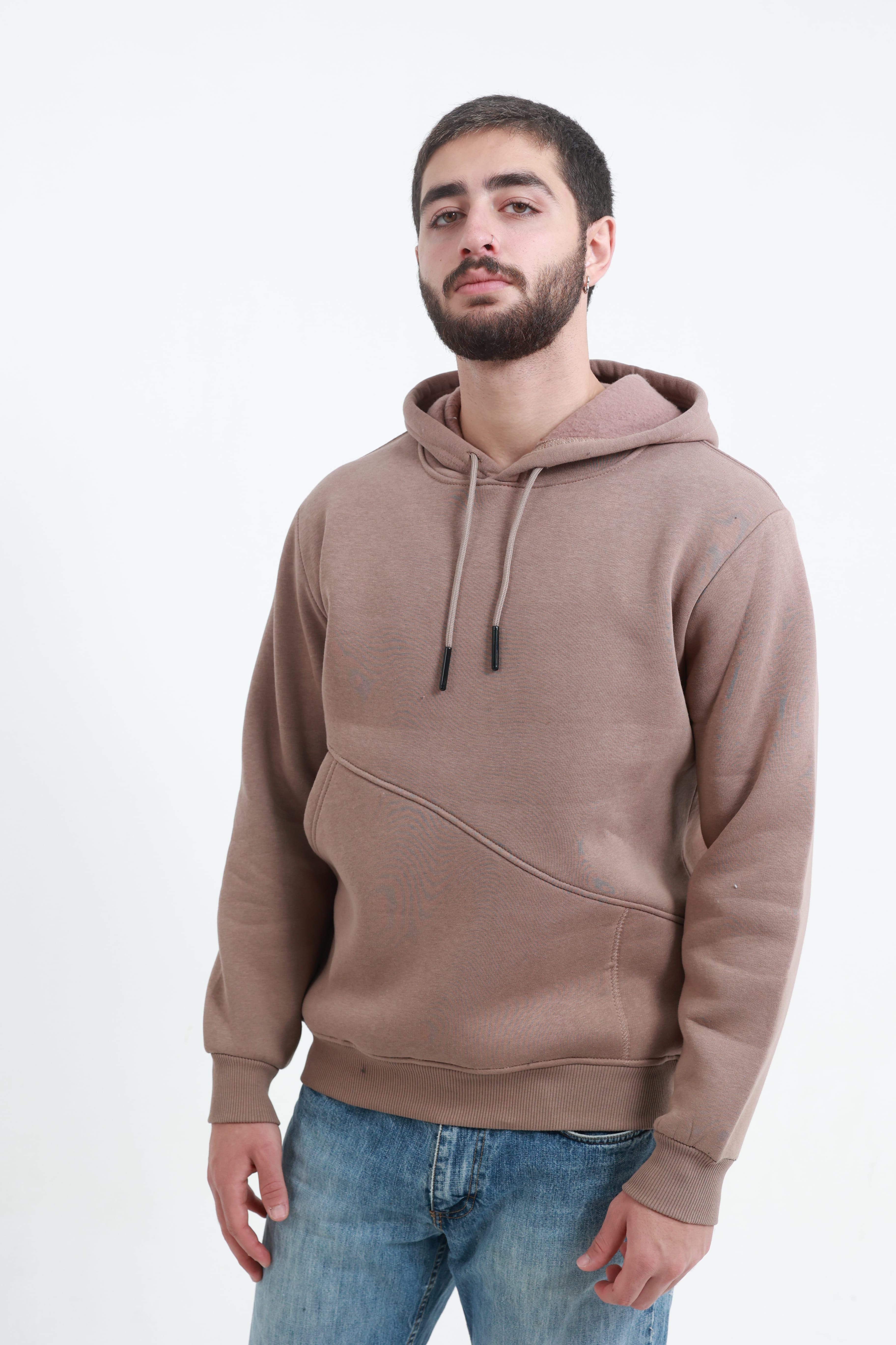 Erkek Yandan Cepli Sweatshirt Kahverengi