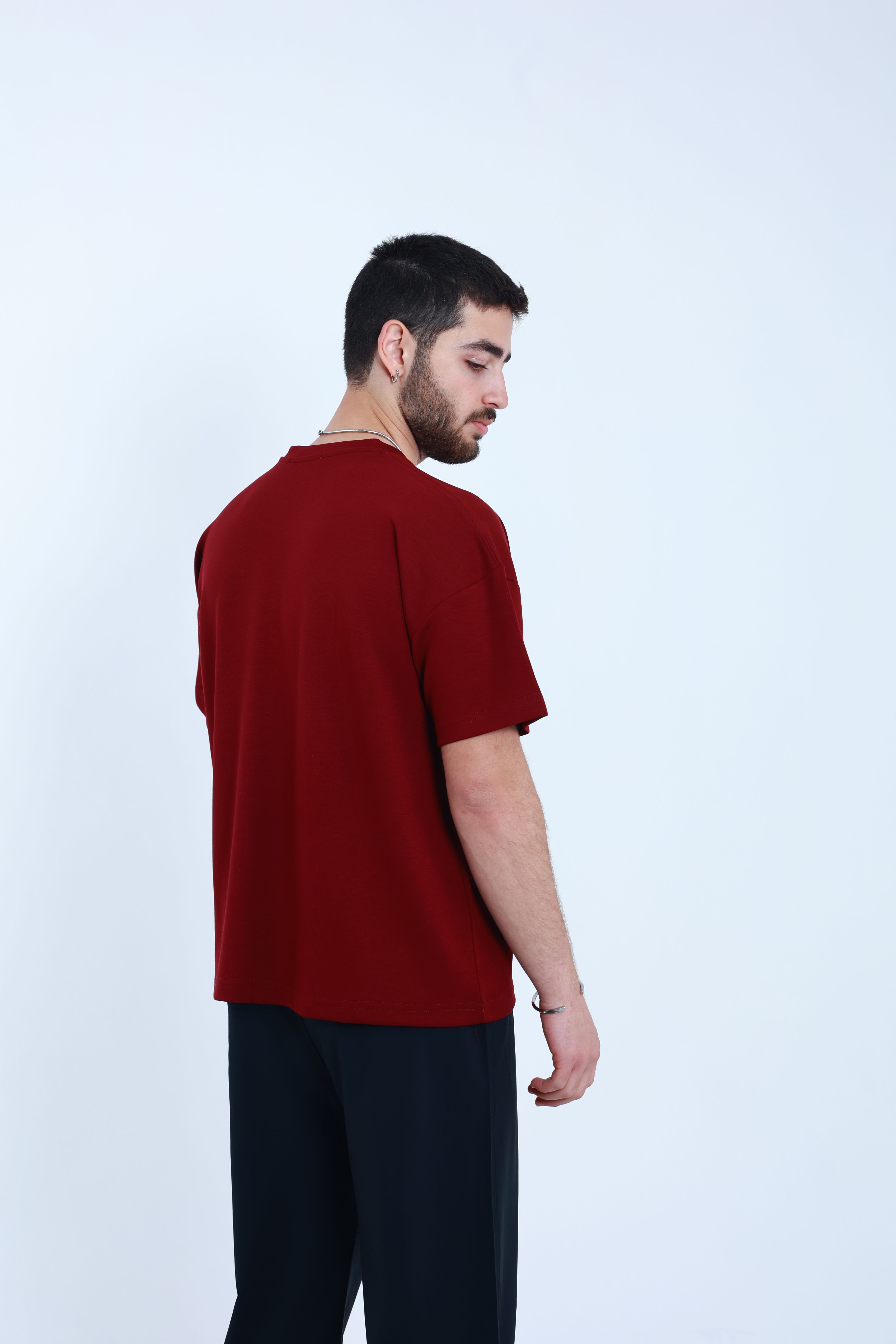 Modal Oversized T-Shirt Bordo