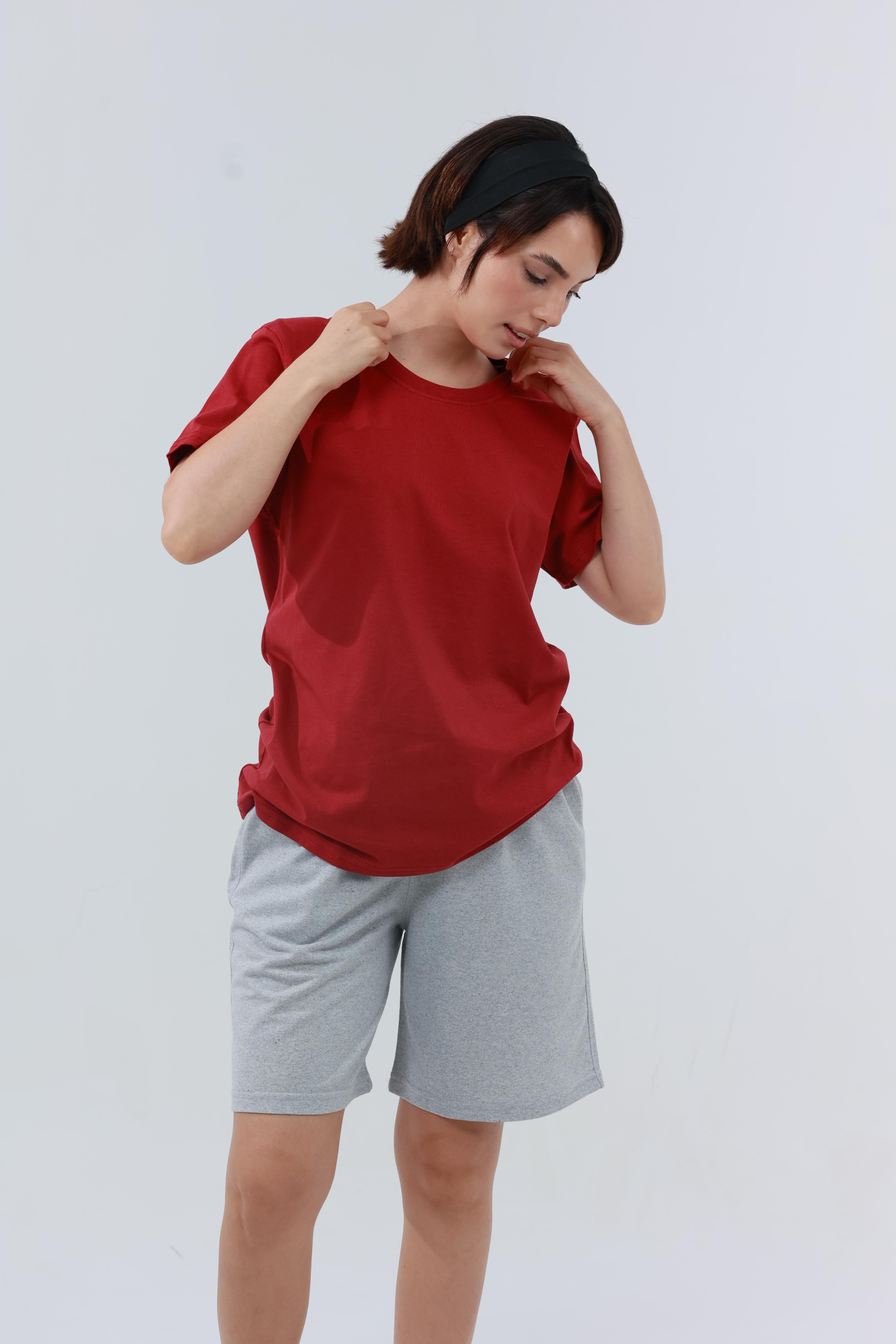 Kadın Penye Regular T-Shirt Kırmızı