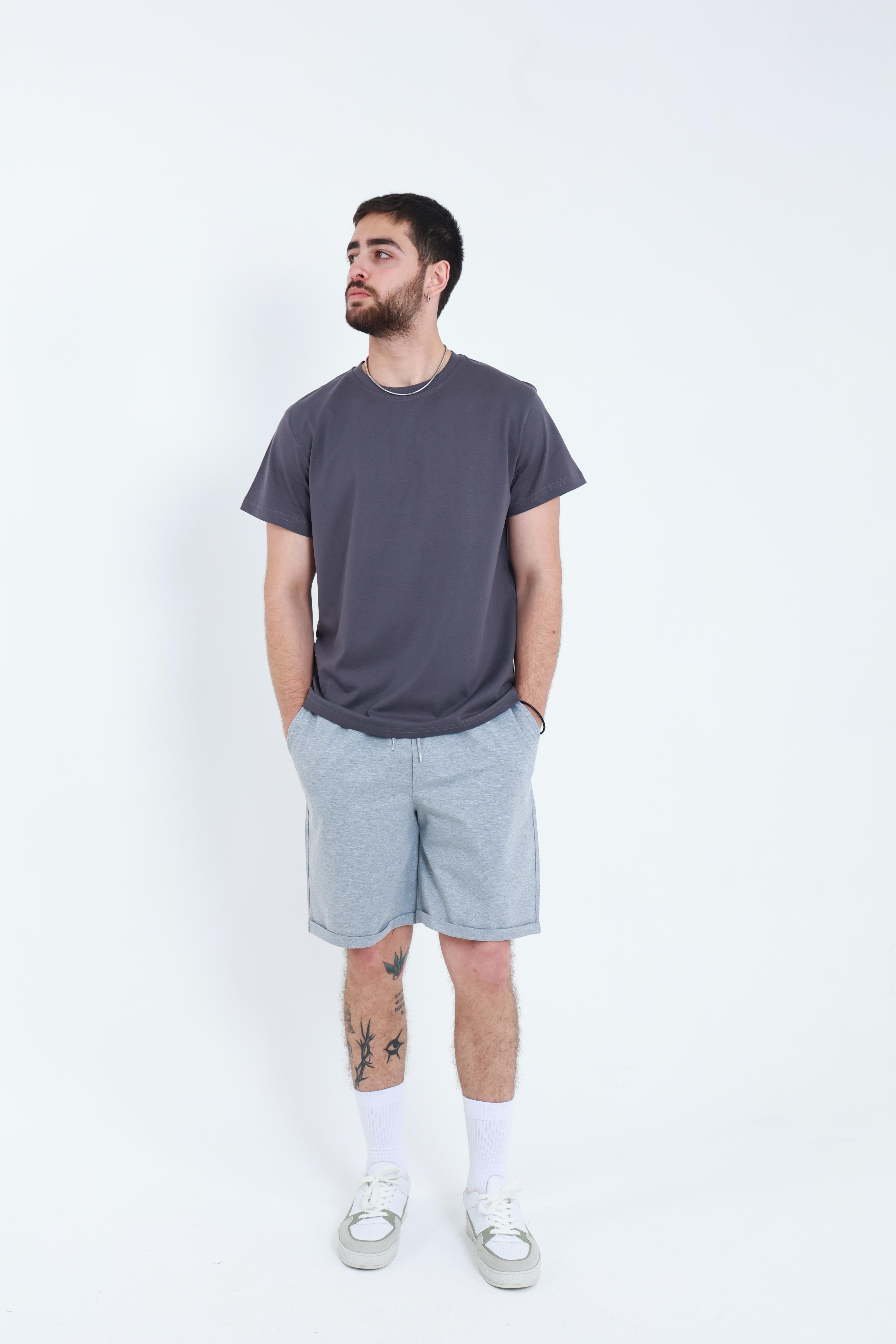 Erkek Penye Regular T-Shirt Füme