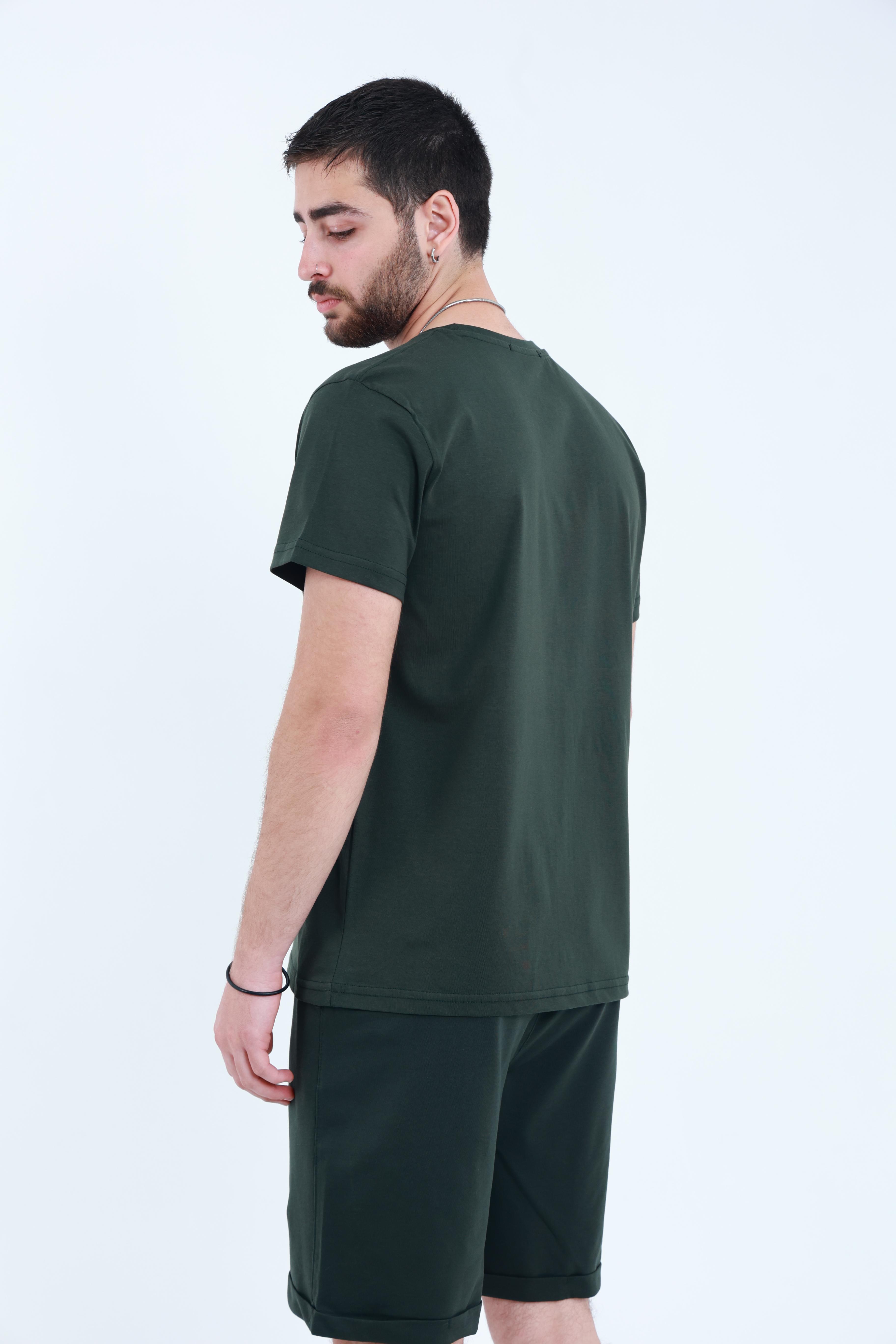 Erkek Penye Regular T-Shirt Haki