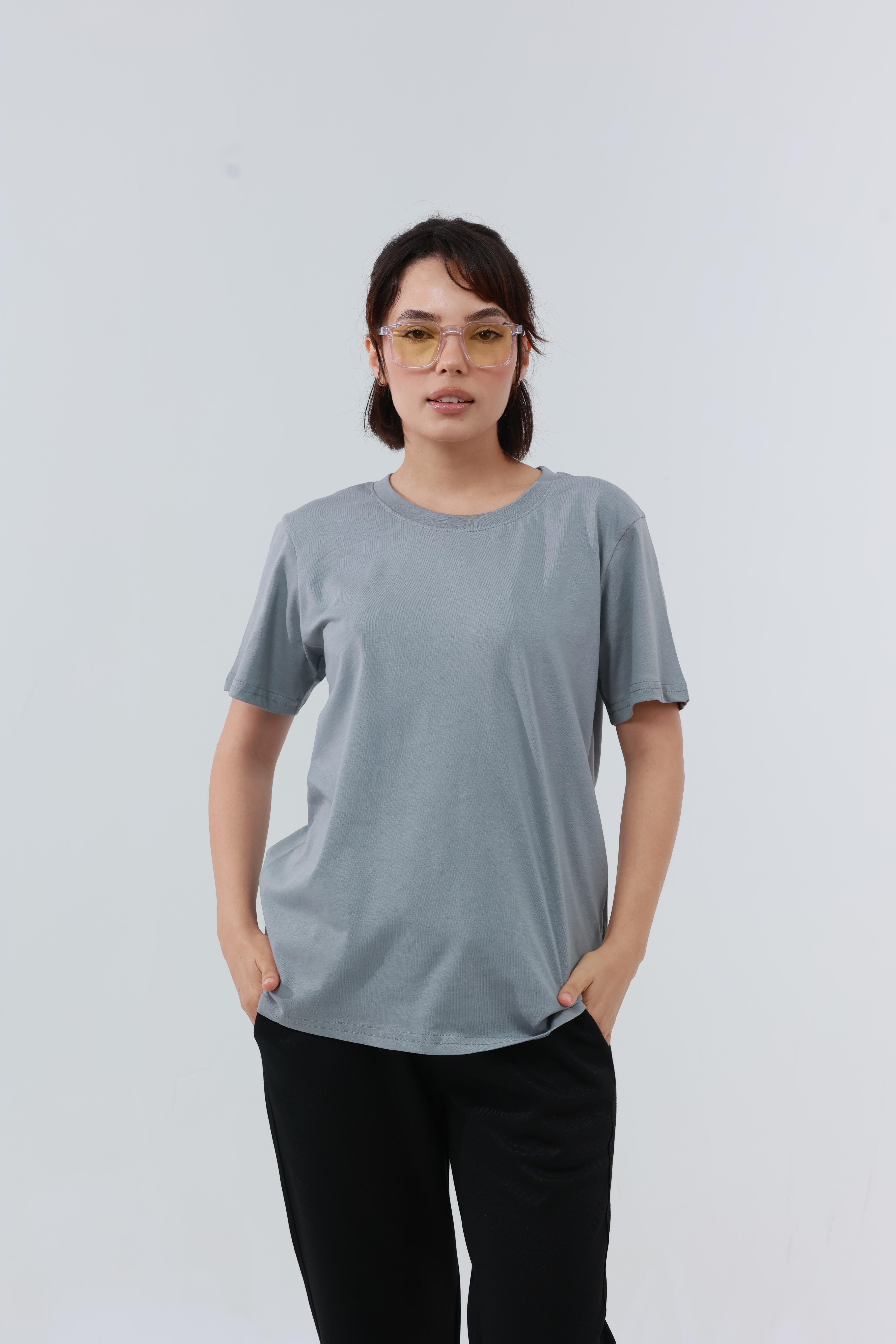 Kadın Penye Regular T-Shirt Gri