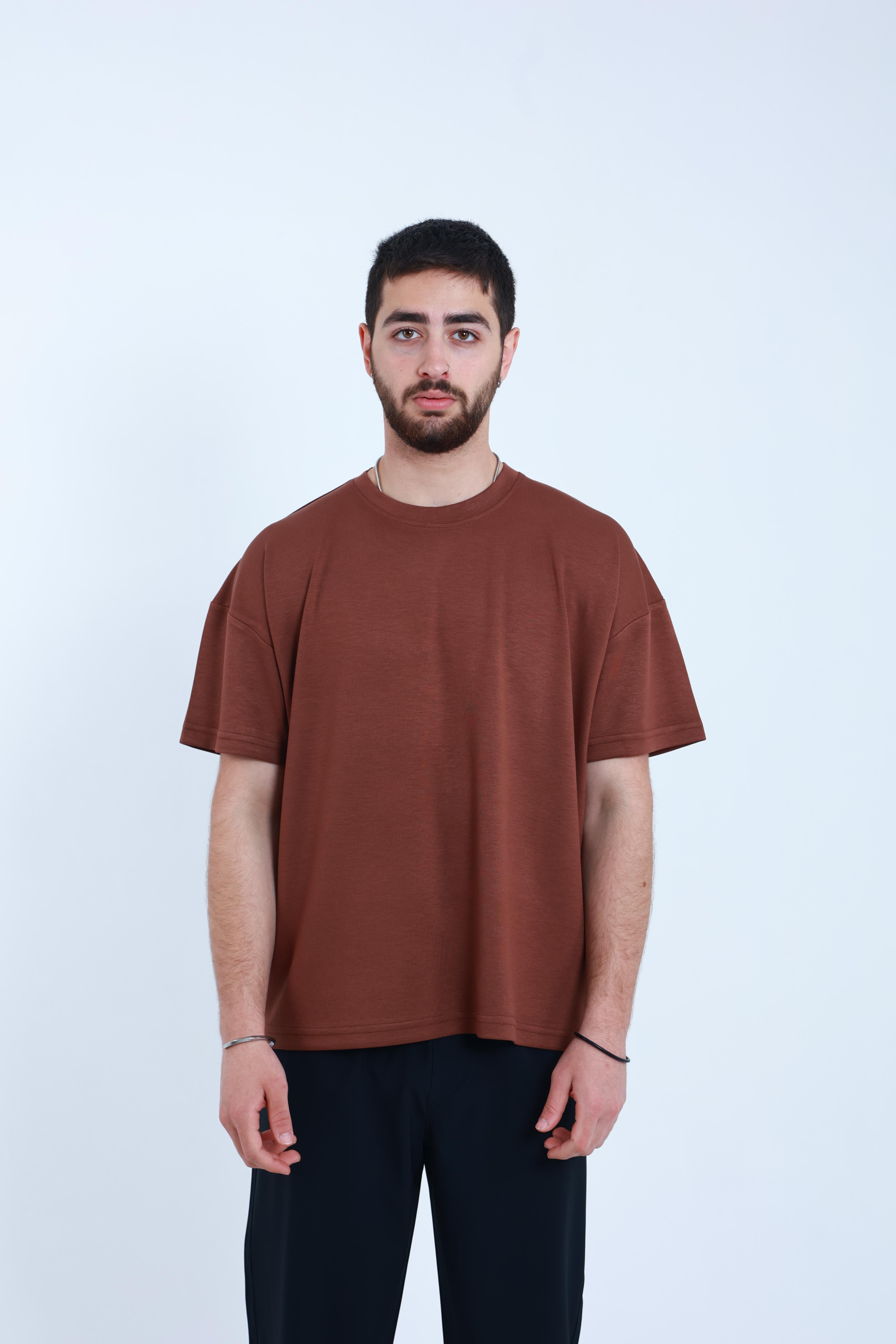 Modal Oversized T-Shirt Kahverengi