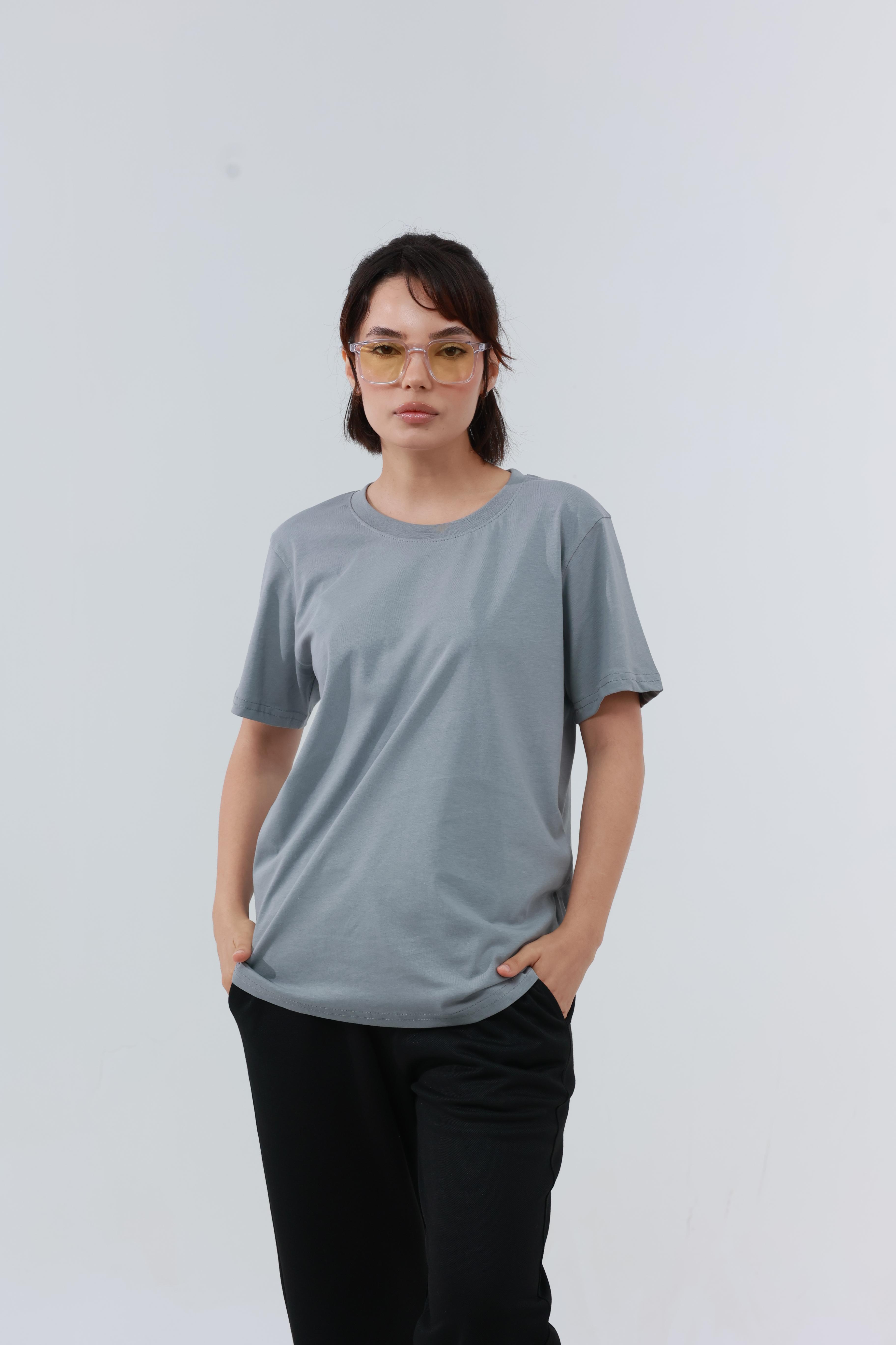 Kadın Penye Regular T-Shirt Gri