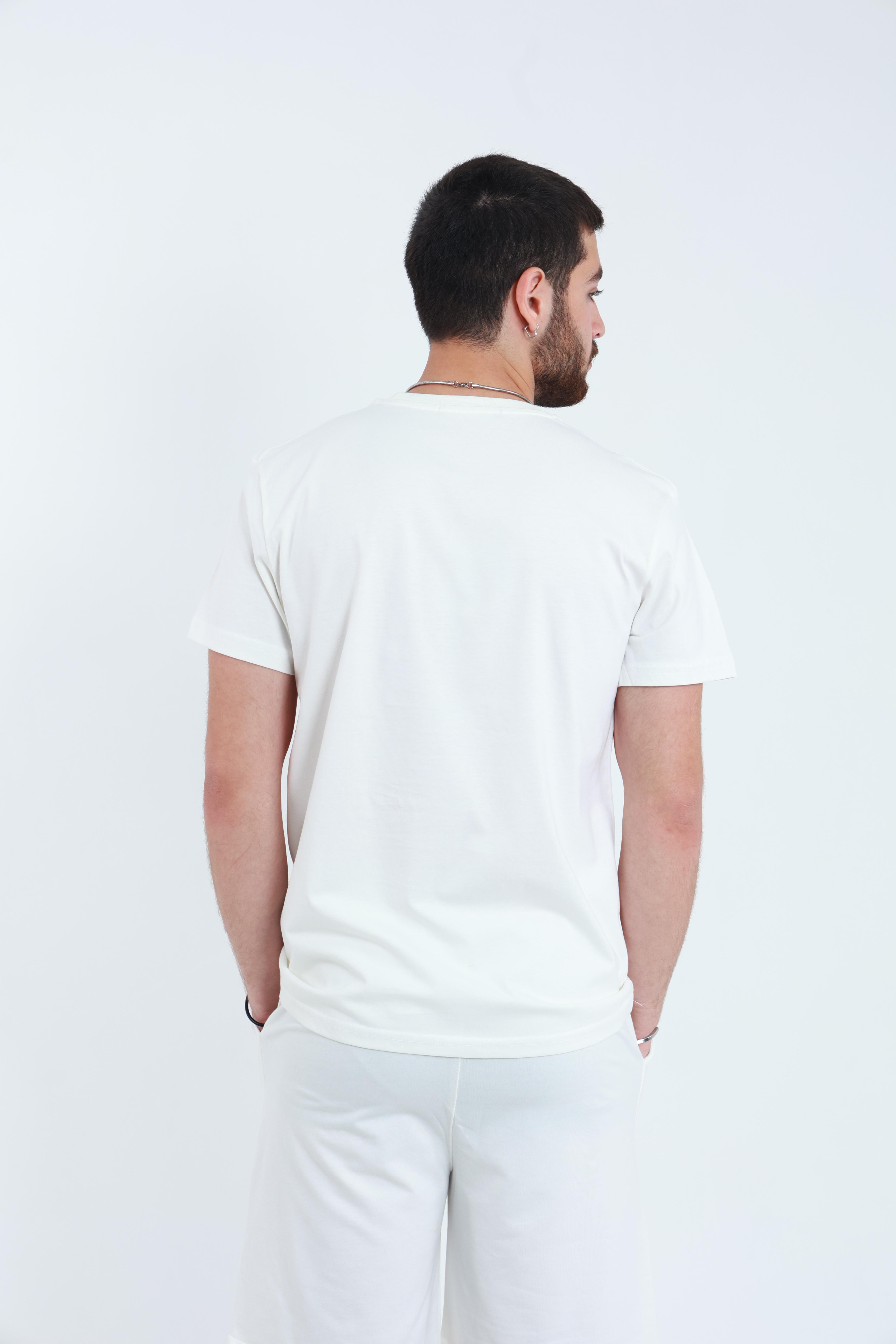 Erkek Penye Regular T-Shirt Beyaz