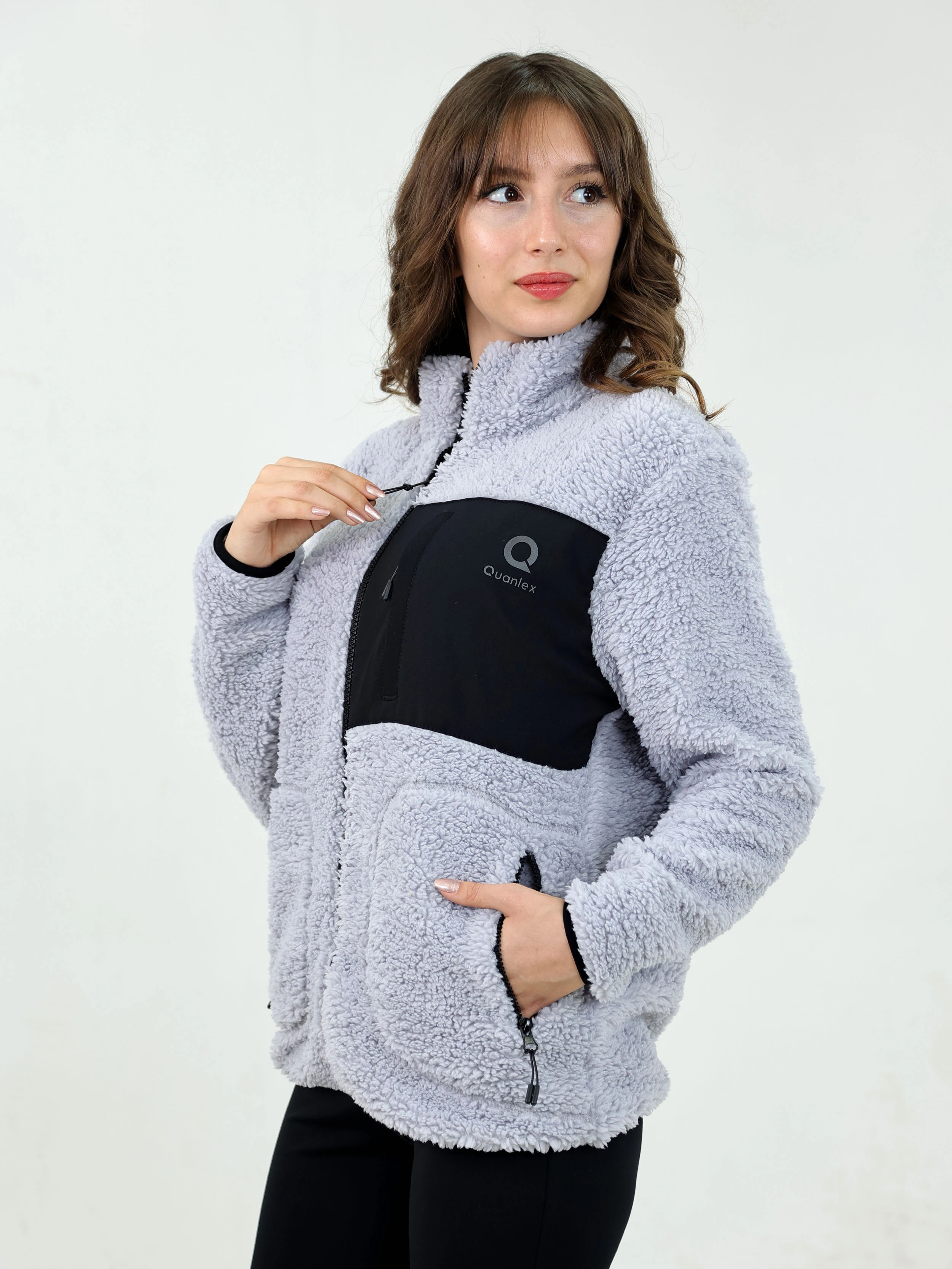 Gri Kadın Kuzu Welsoft Polar Ceket