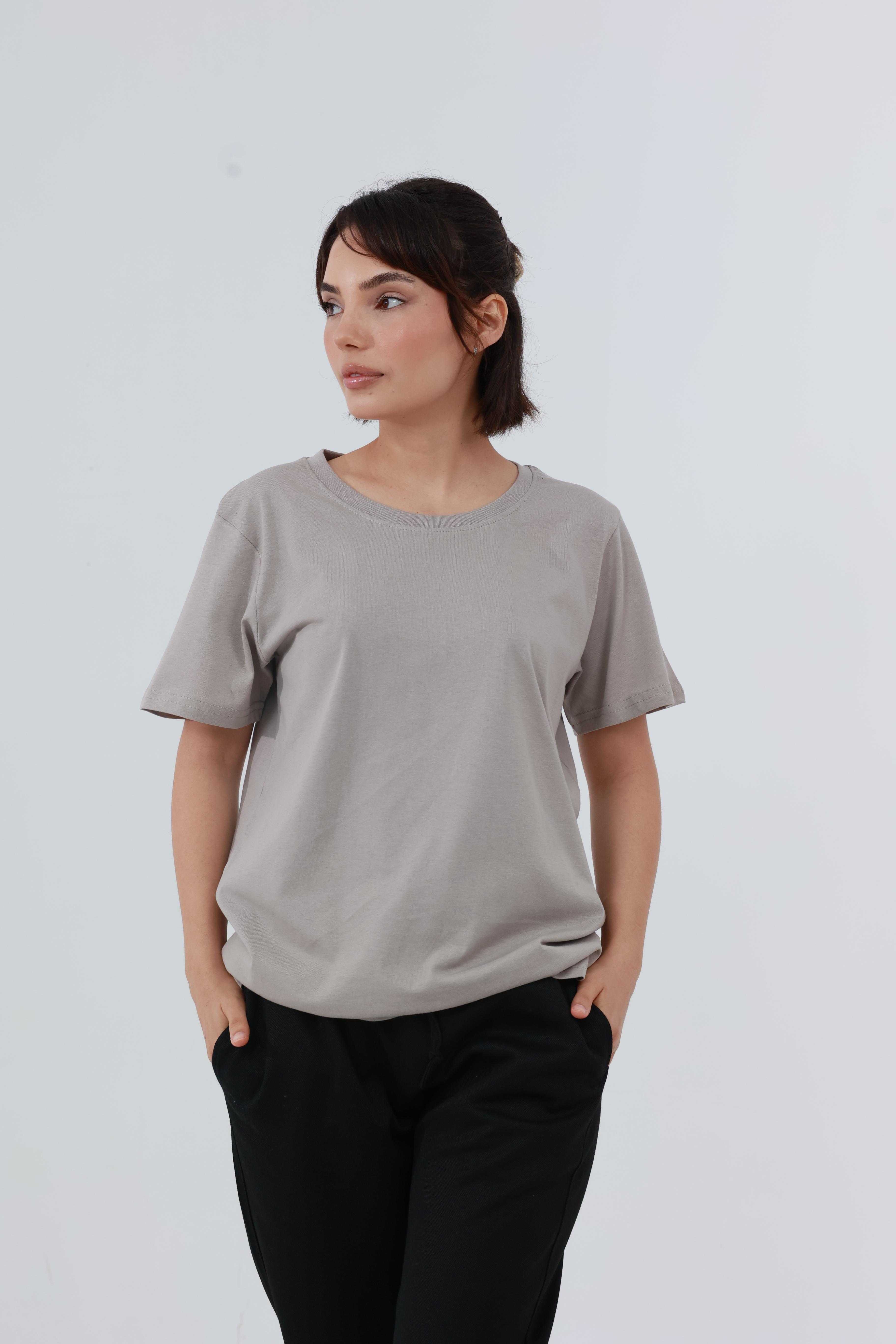 Kadın Penye Regular T-Shirt Bej