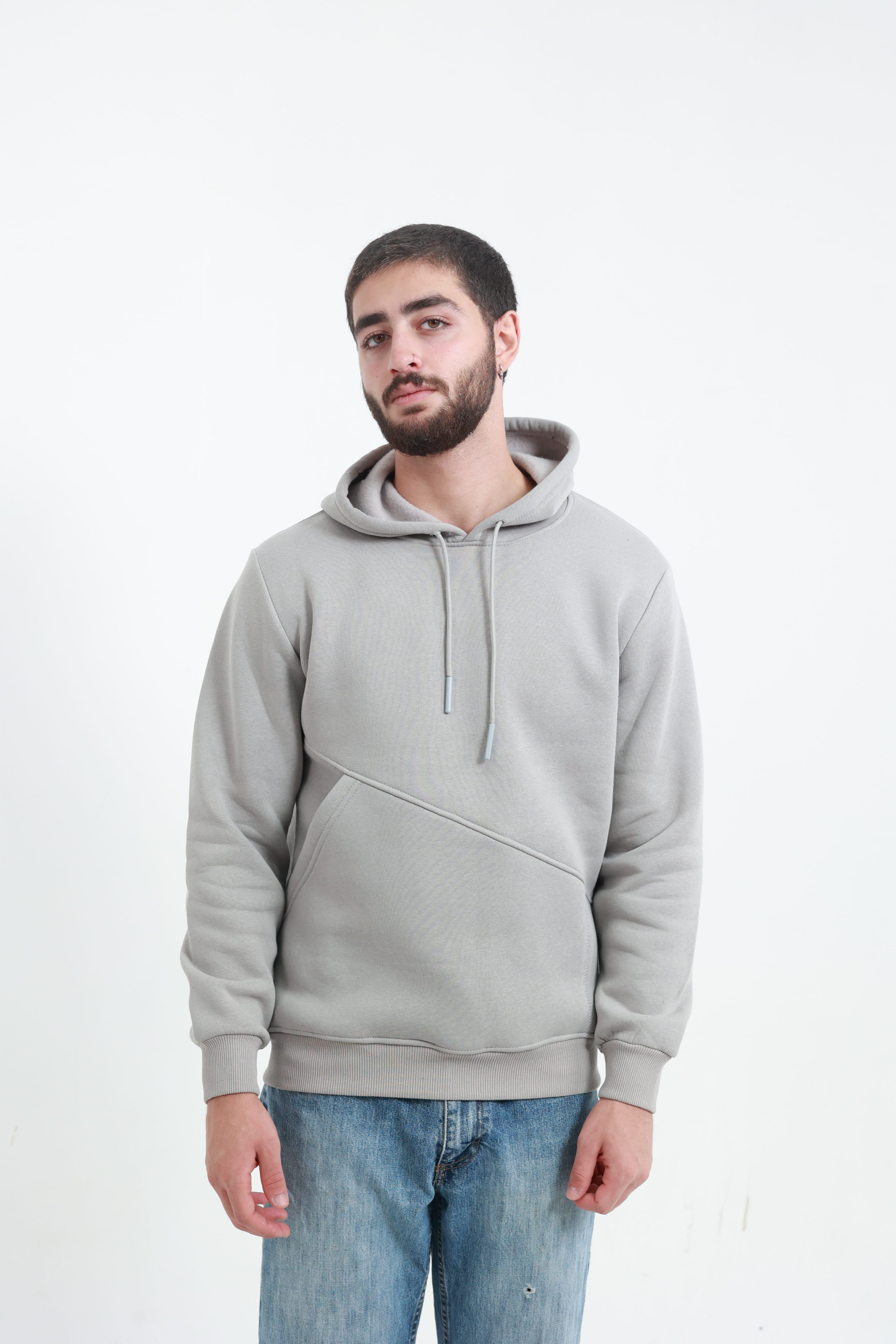 Erkek Yandan Cepli Sweatshirt Taş
