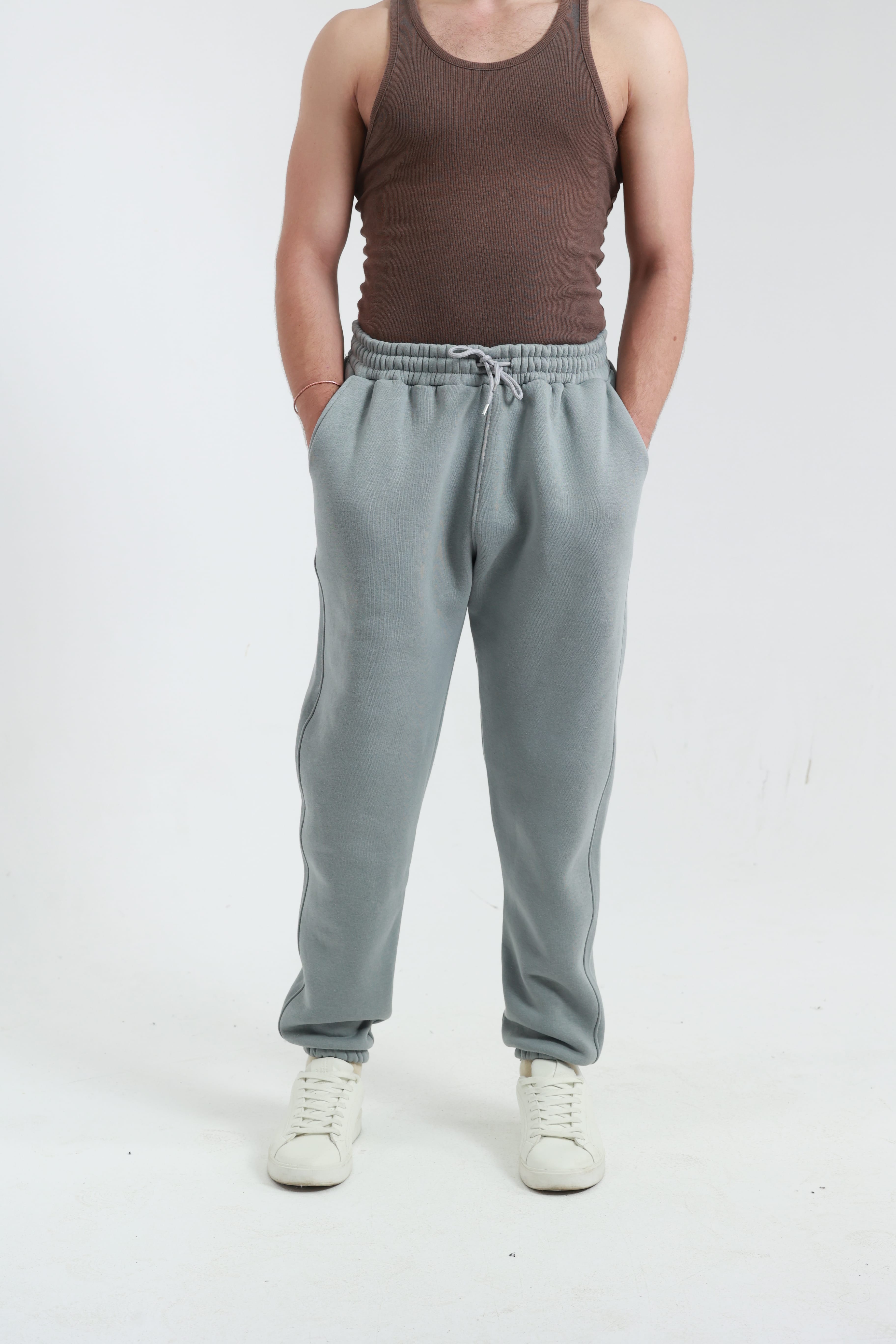 Gri Erkek Penye Regular Fit 3 İplik Eşofman Altı