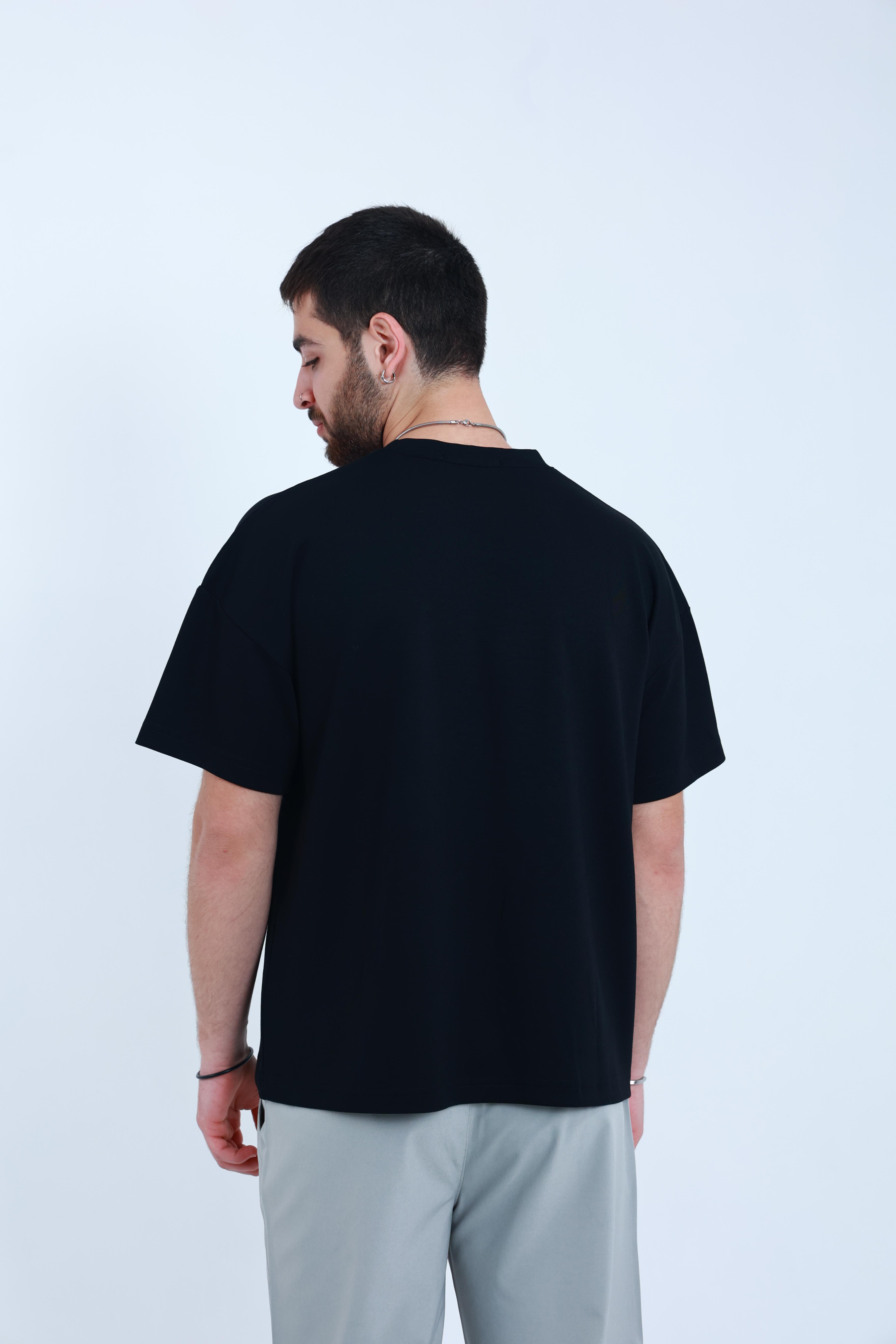 Modal Oversized T-Shirt Siyah