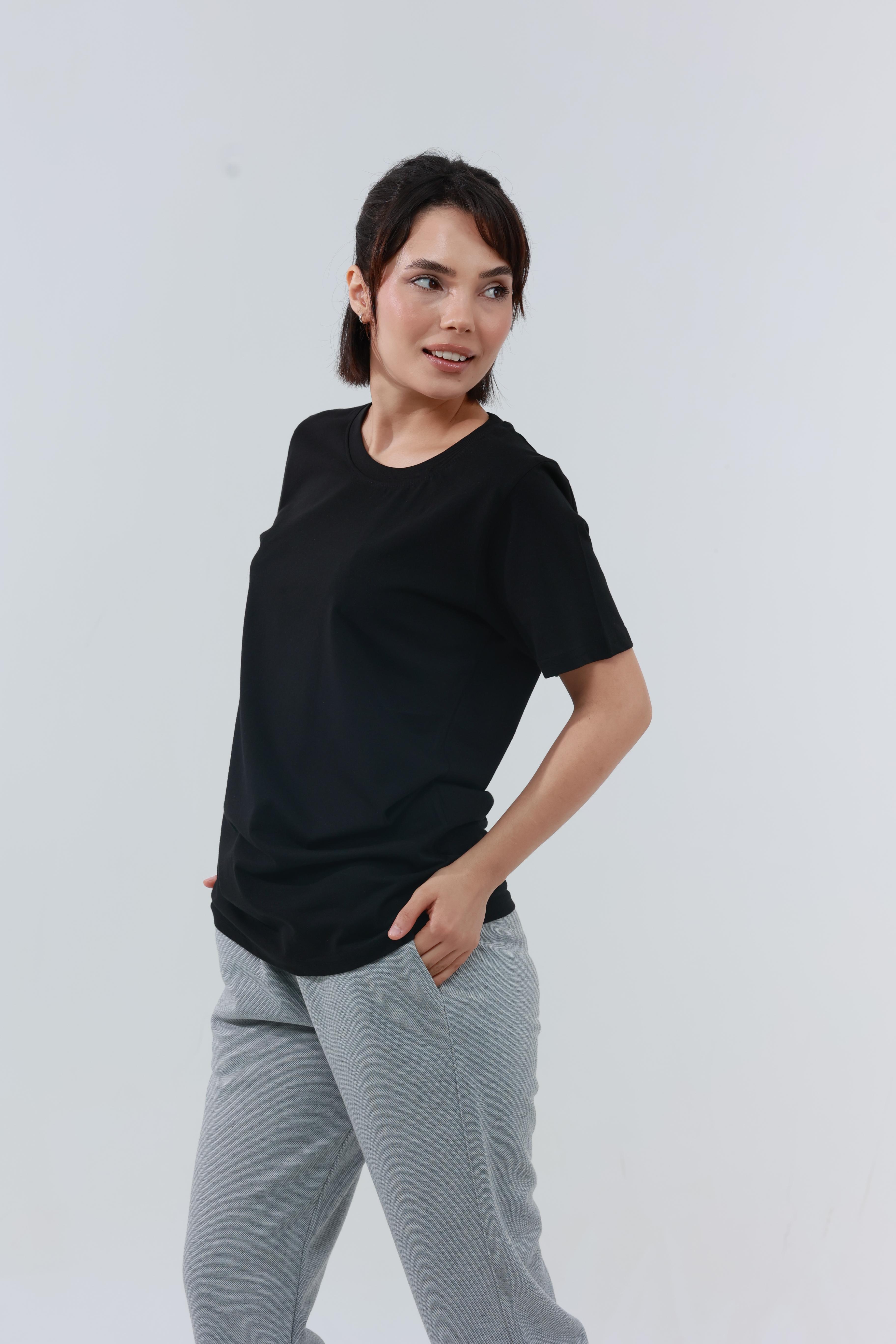 Kadın Penye Regular T-Shirt Siyah