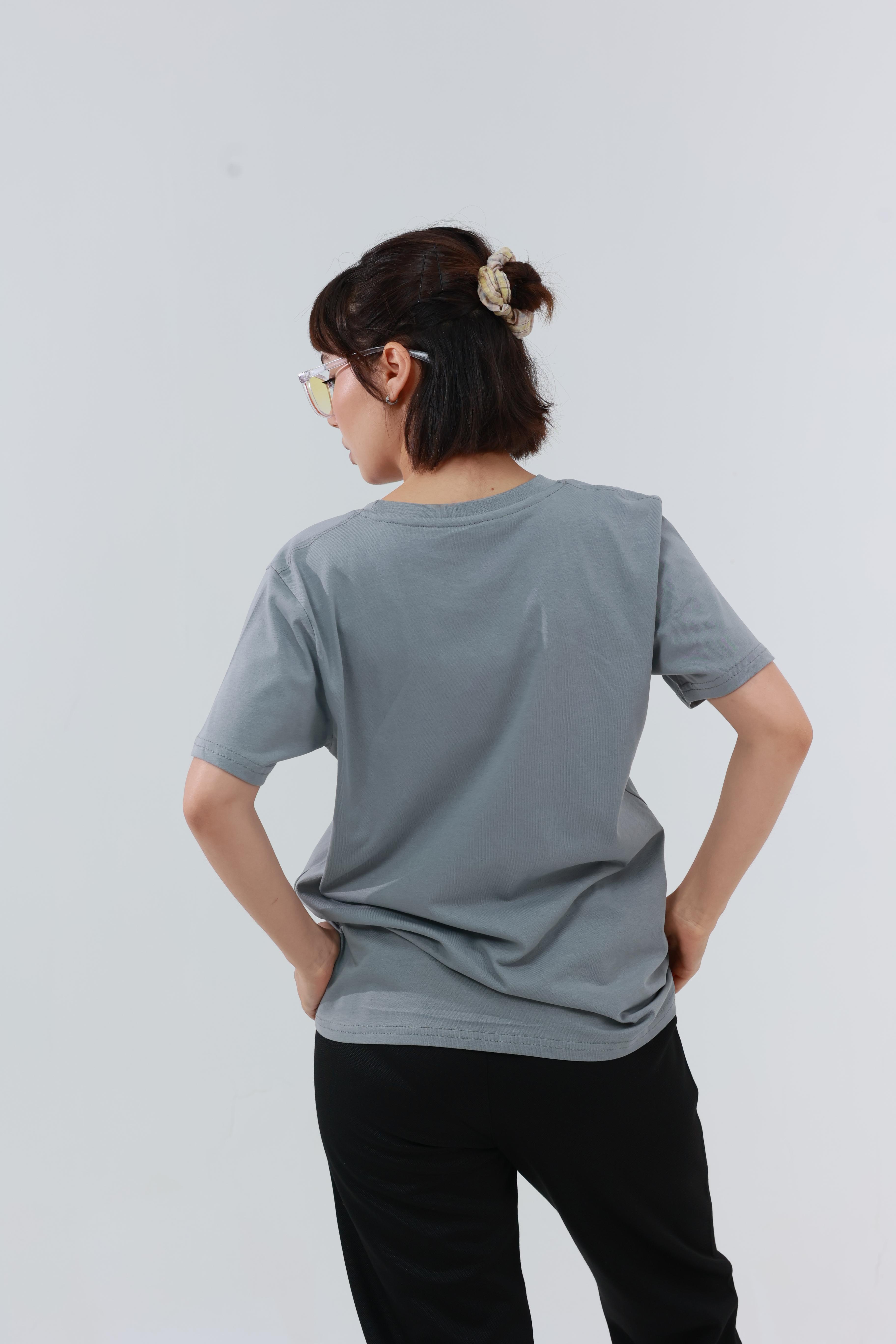 Kadın Penye Regular T-Shirt Gri