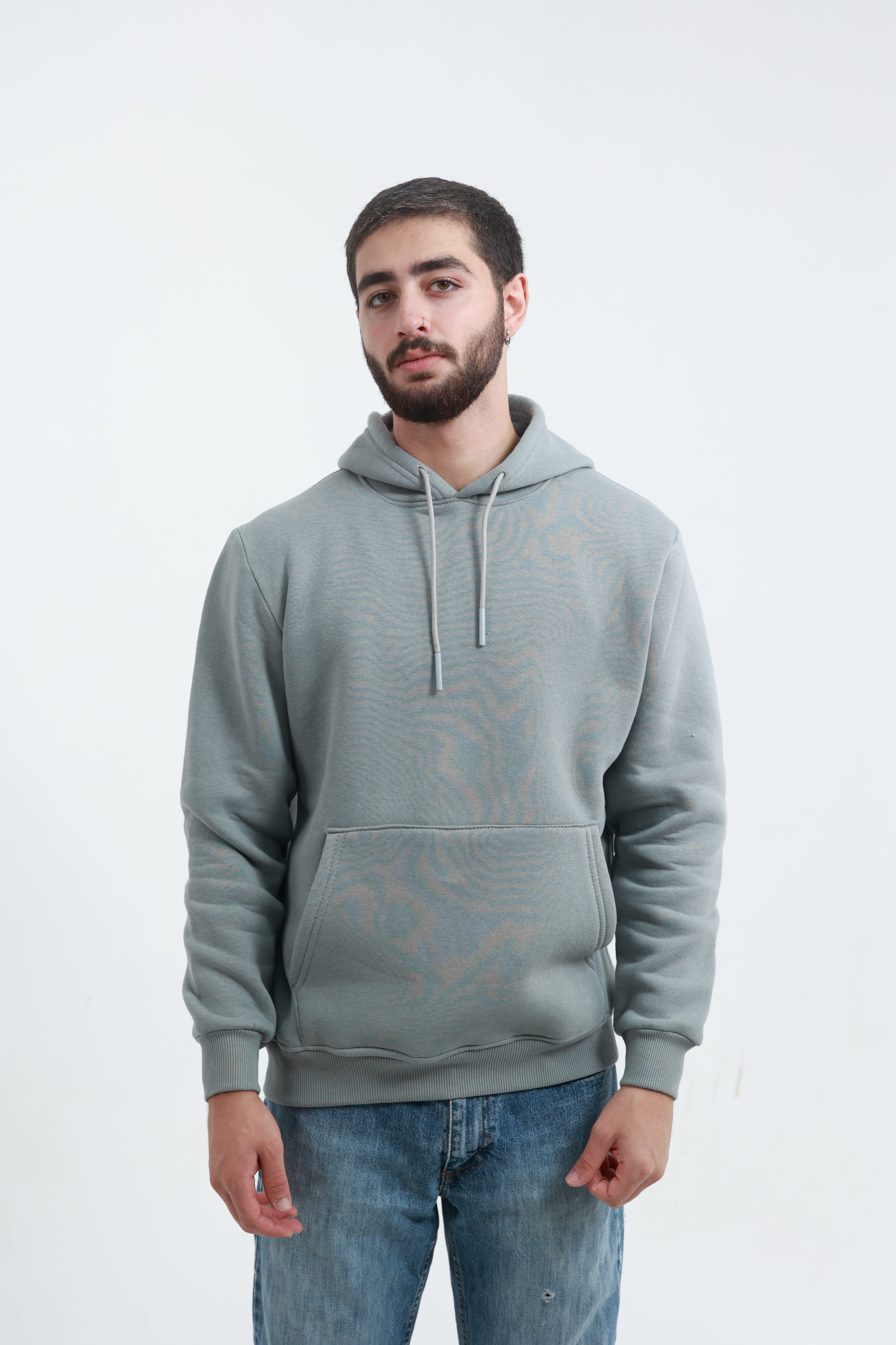 Kanguru Cepli Sweatshirt 3 İplik Gri