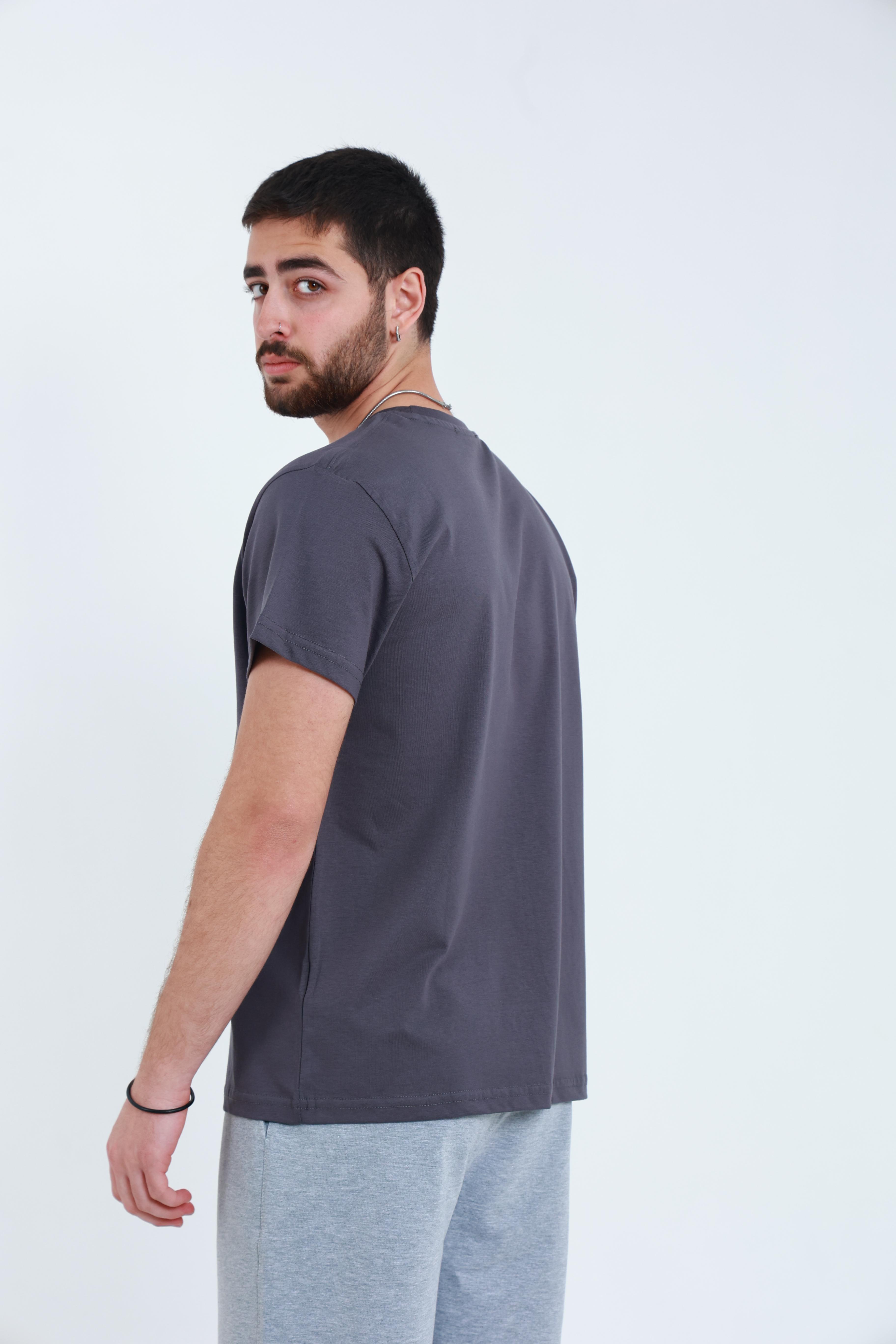 Erkek Penye Regular T-Shirt Füme