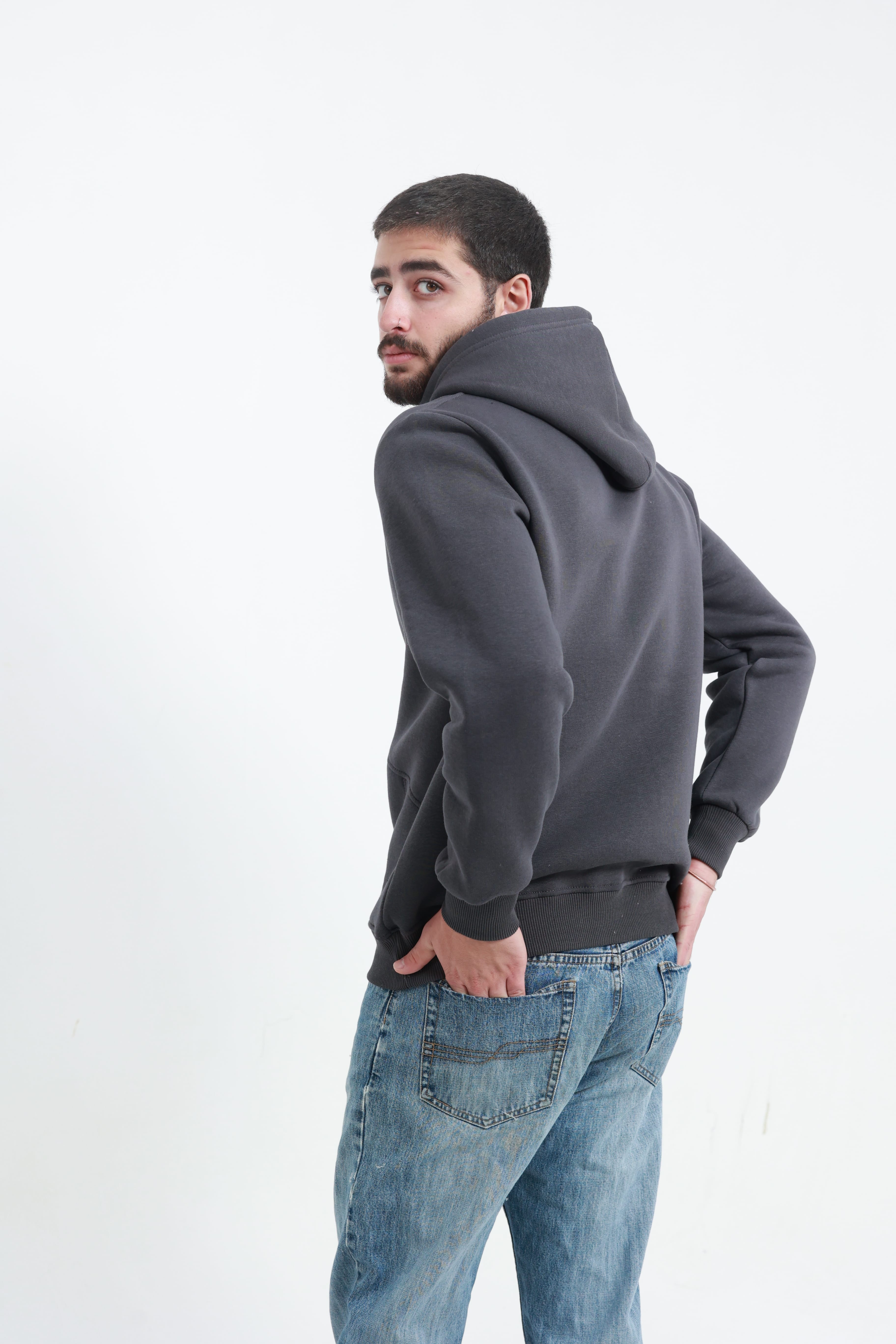Erkek Yandan Cepli Sweatshirt Koyu Füme