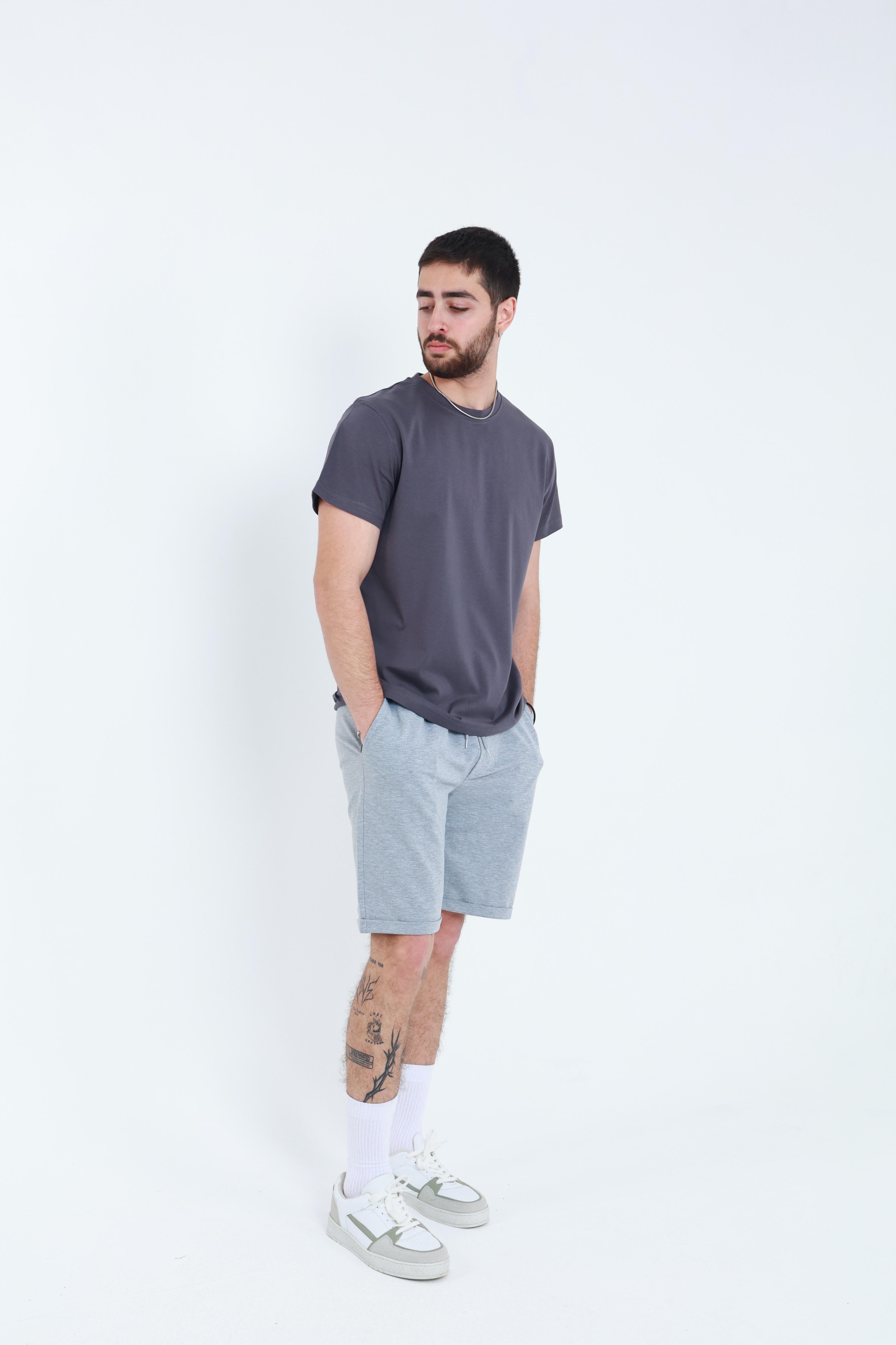 Erkek Penye Regular T-Shirt Füme