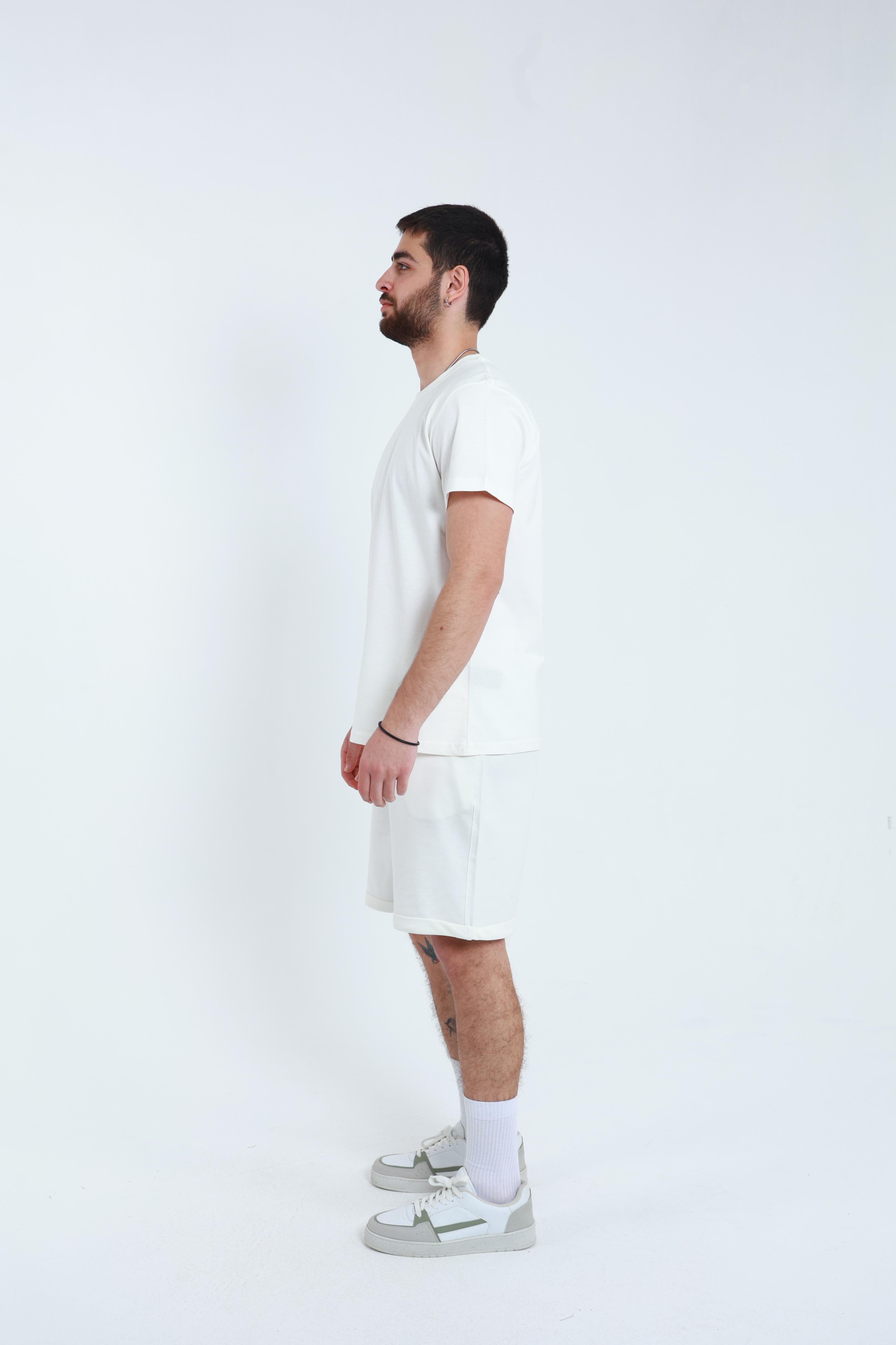 Erkek Penye Regular T-Shirt Beyaz