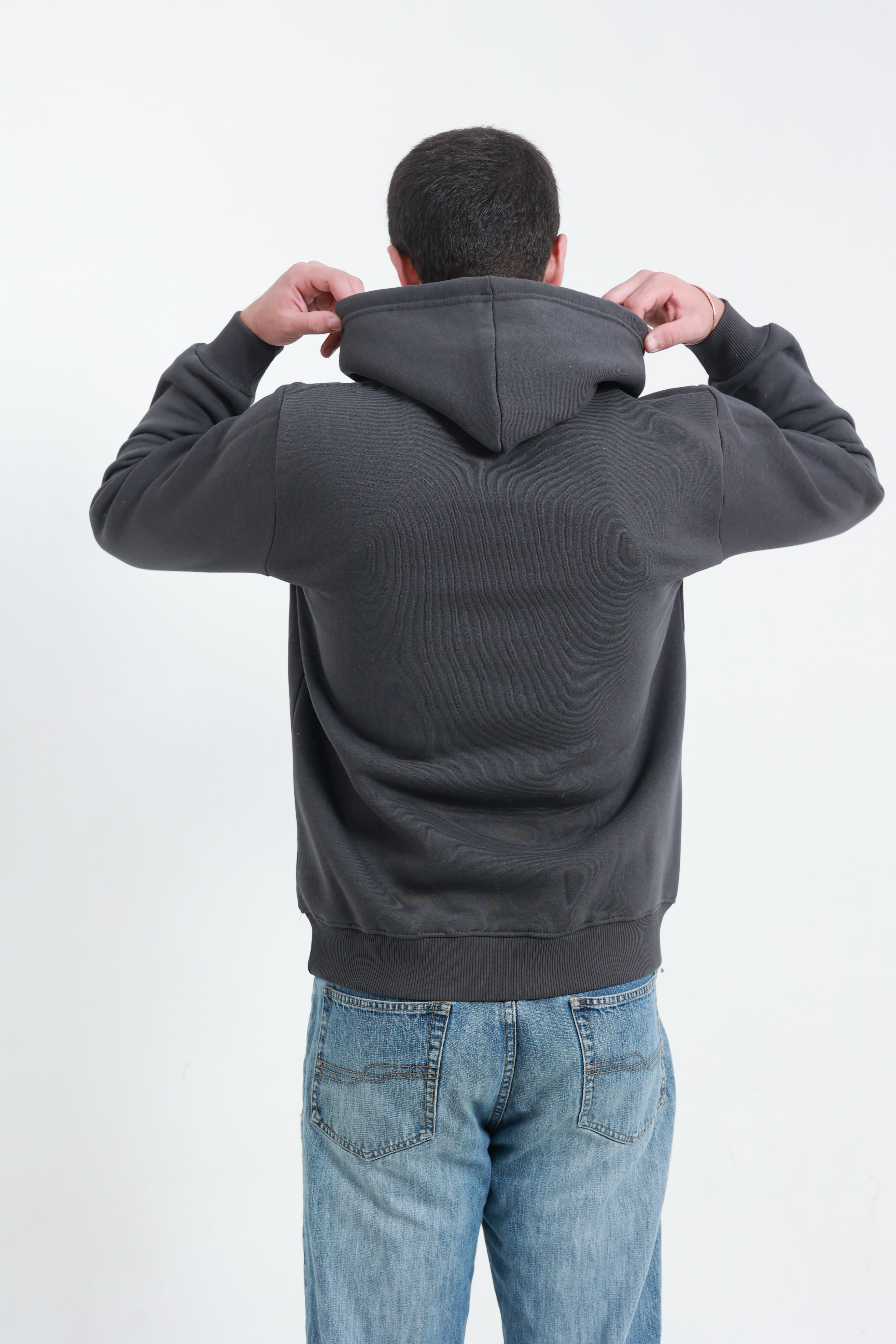 Kanguru Cepli Sweatshirt 3 İplik Koyu Füme