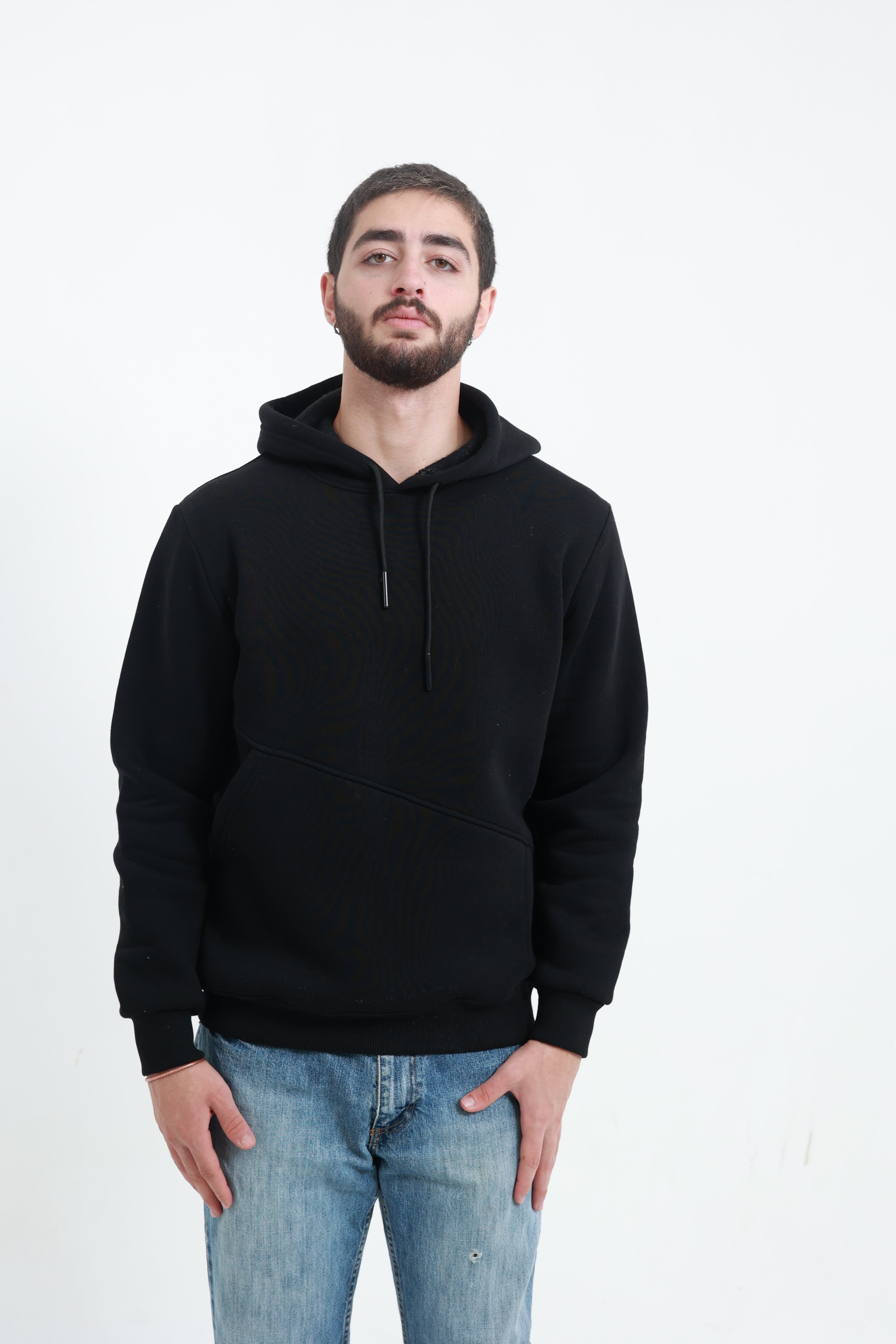 Erkek Yandan Cepli Sweatshirt Siyah