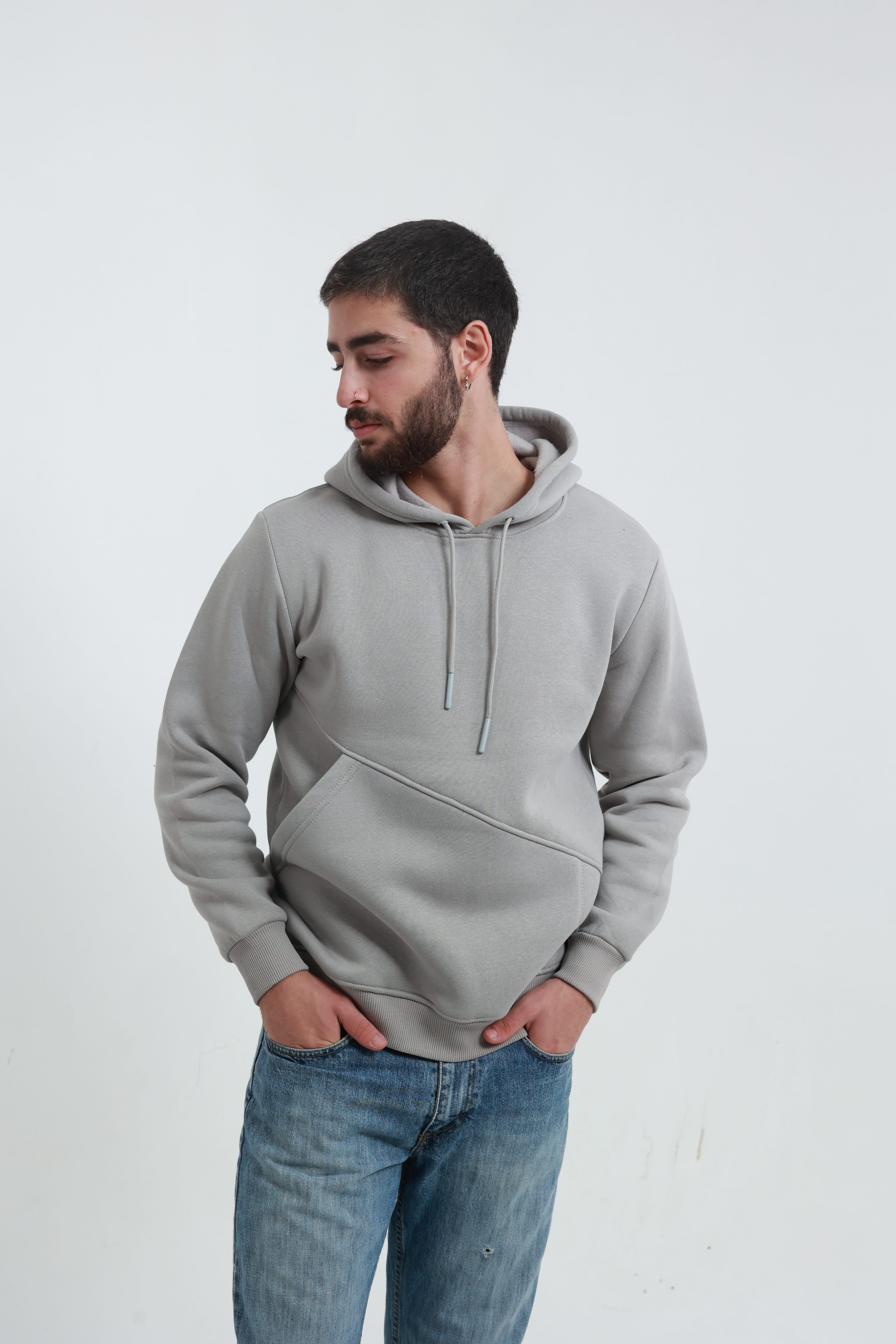 Erkek Yandan Cepli Sweatshirt Taş