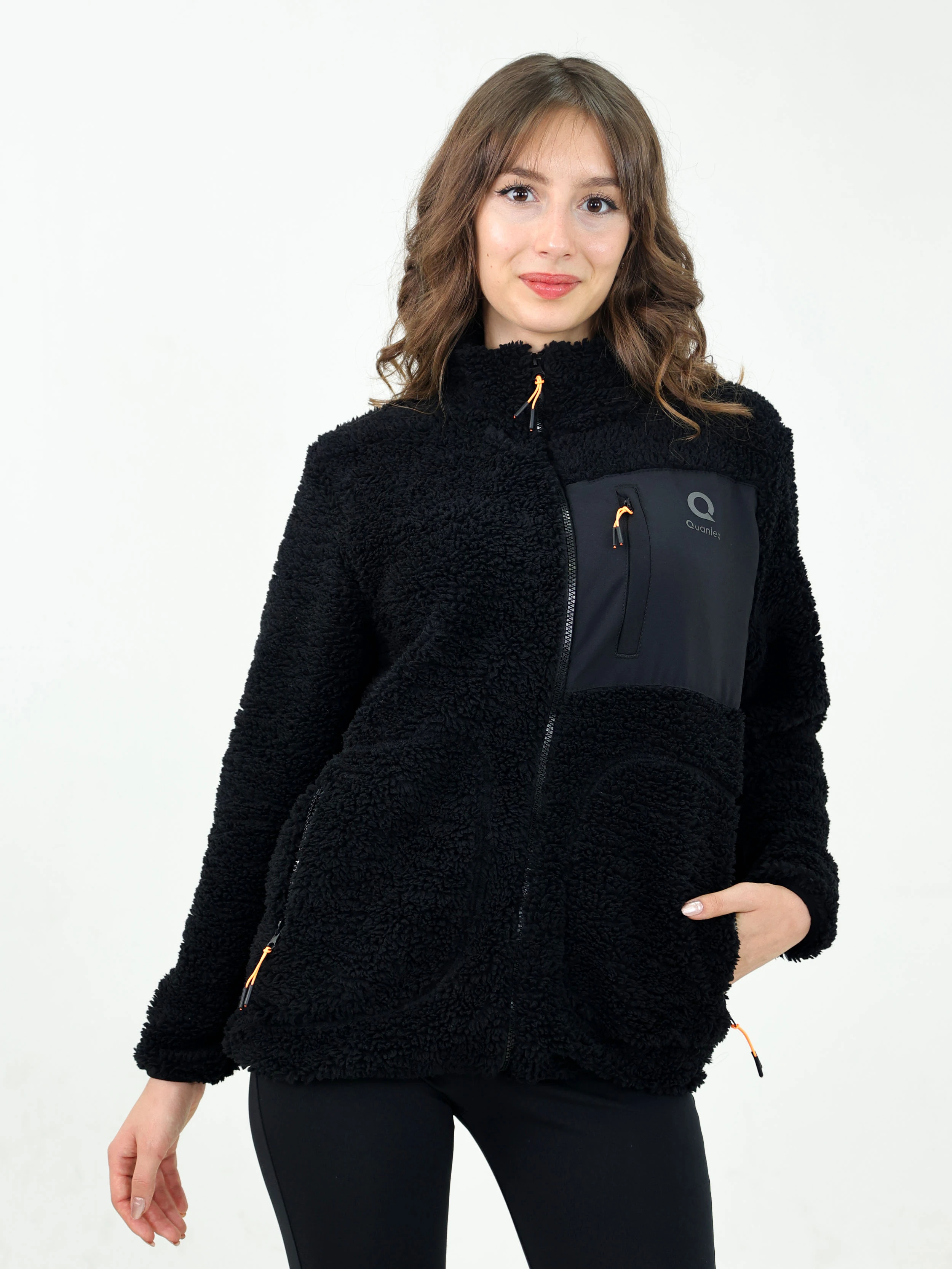 Siyah Kadın Kuzu Welsoft Polar Ceket