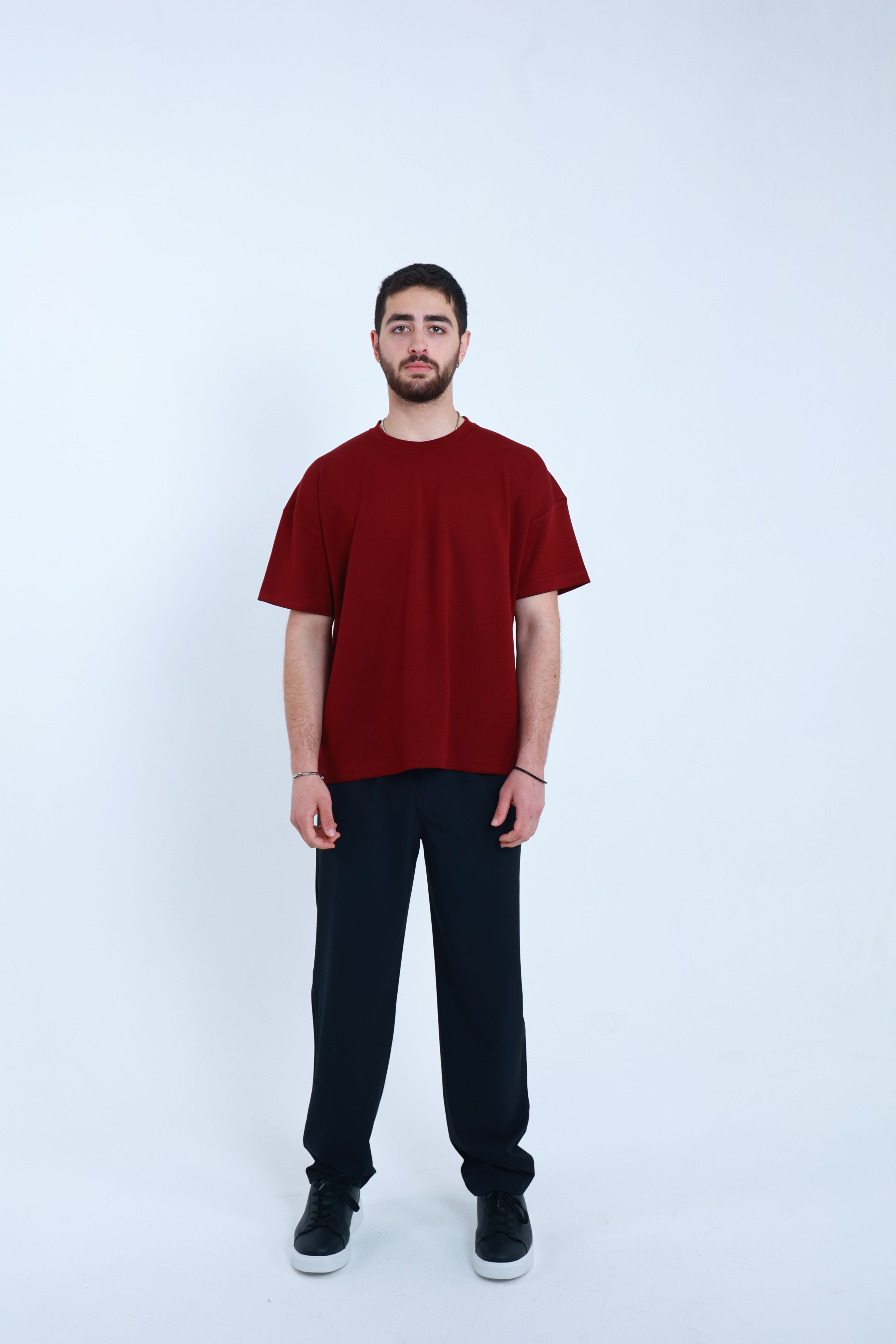 Modal Oversized T-Shirt Bordo