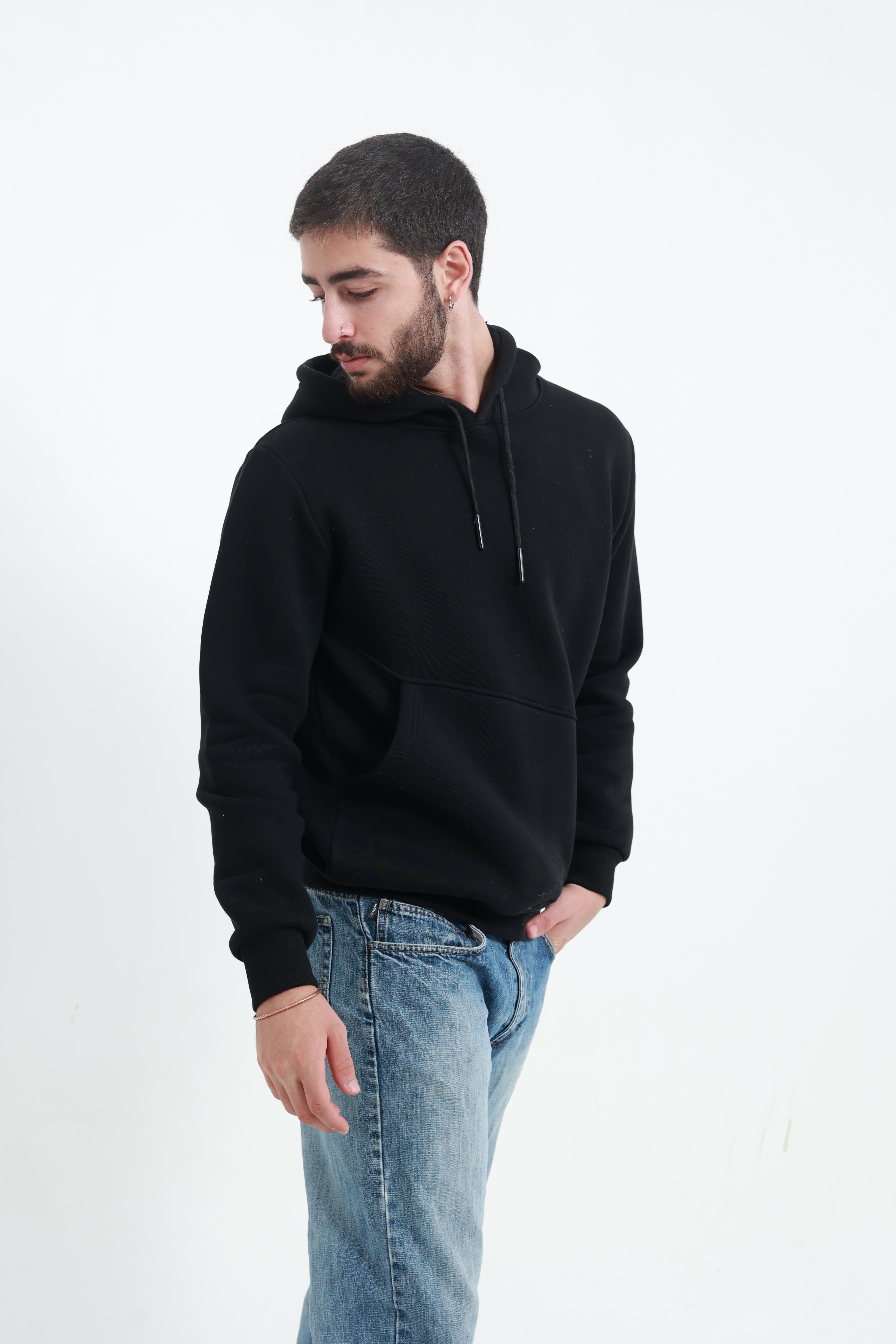 Erkek Yandan Cepli Sweatshirt Siyah