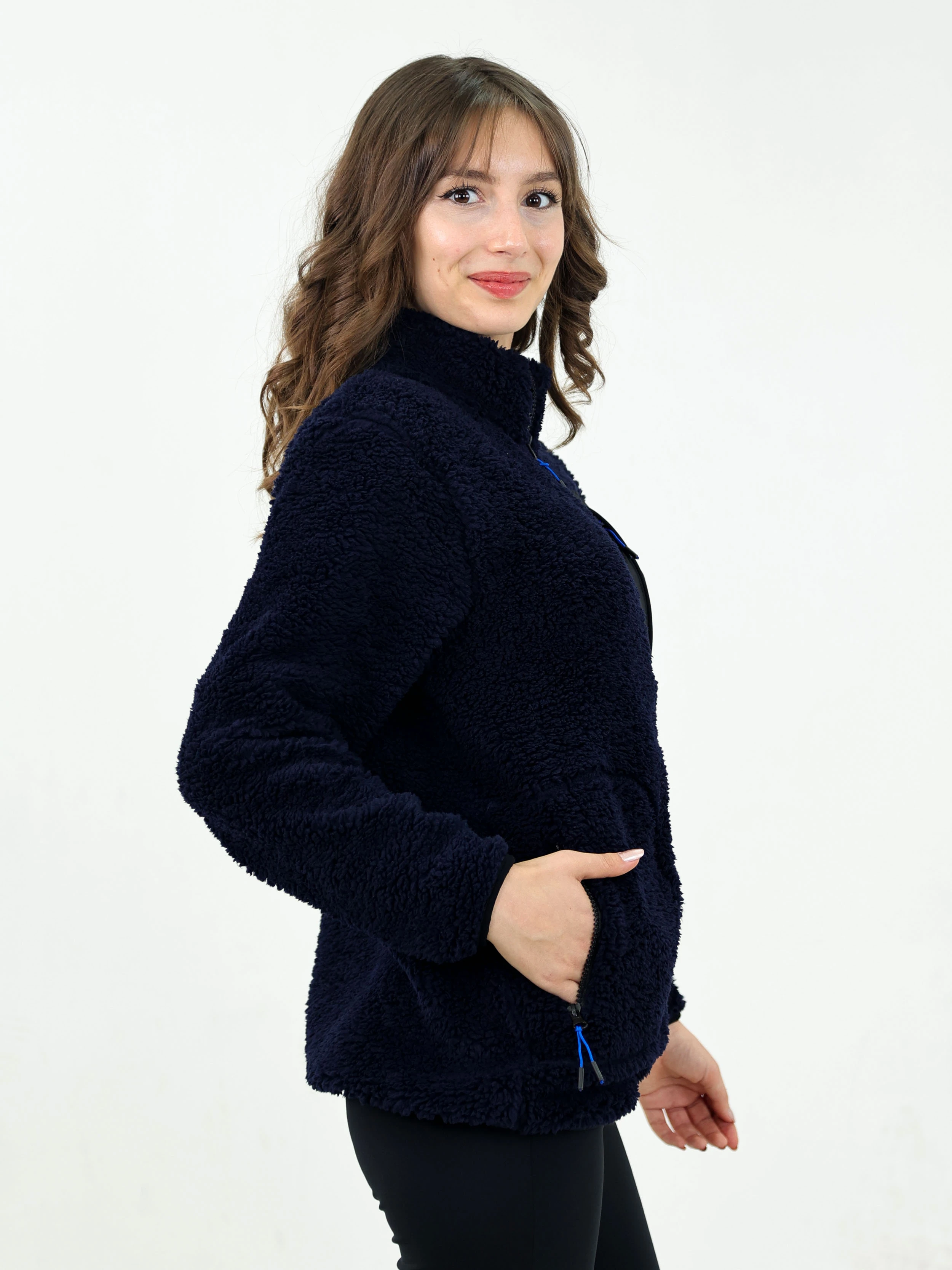 Lacivert Kadın Kuzu Welsoft Polar Ceket