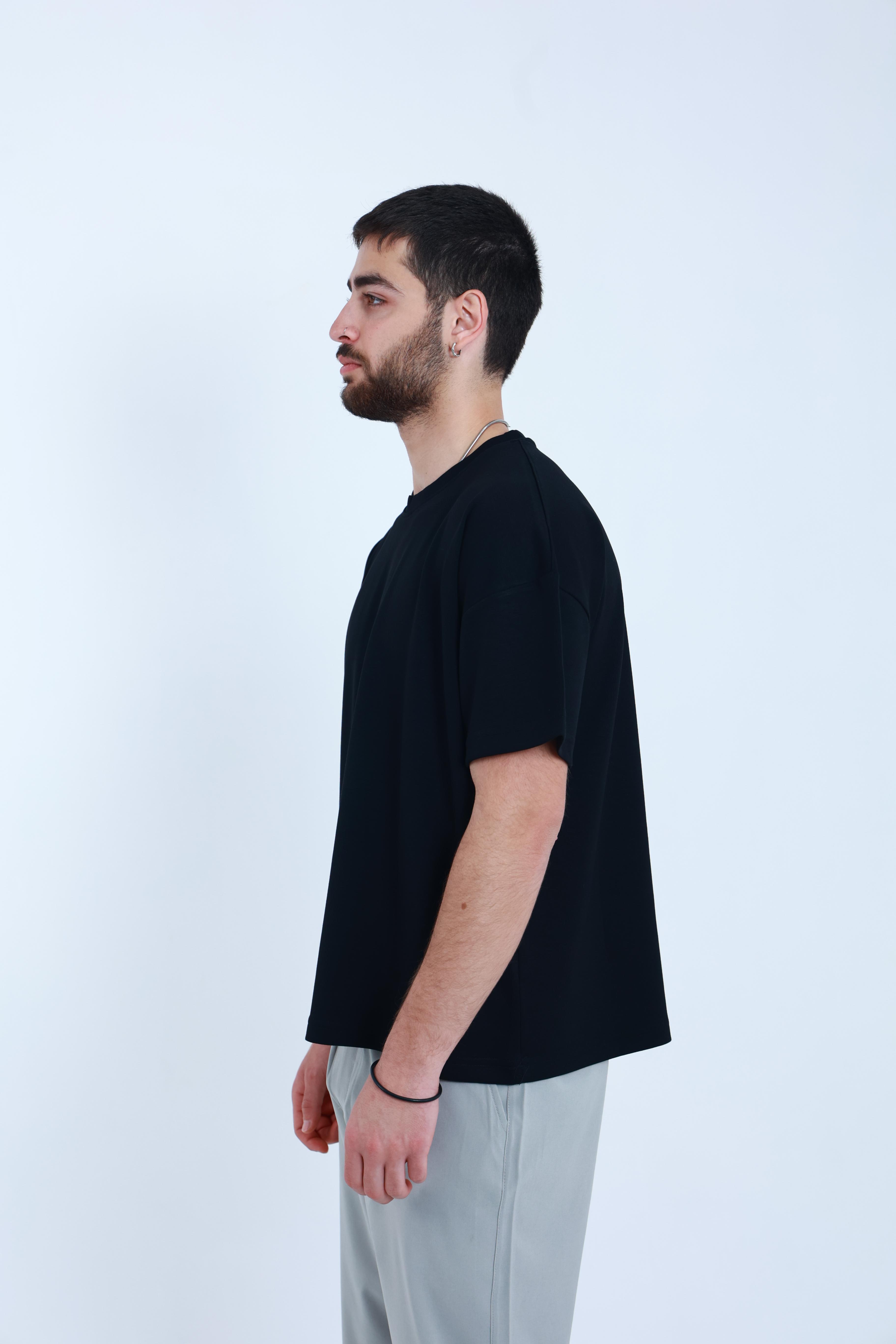Modal Oversized T-Shirt Siyah
