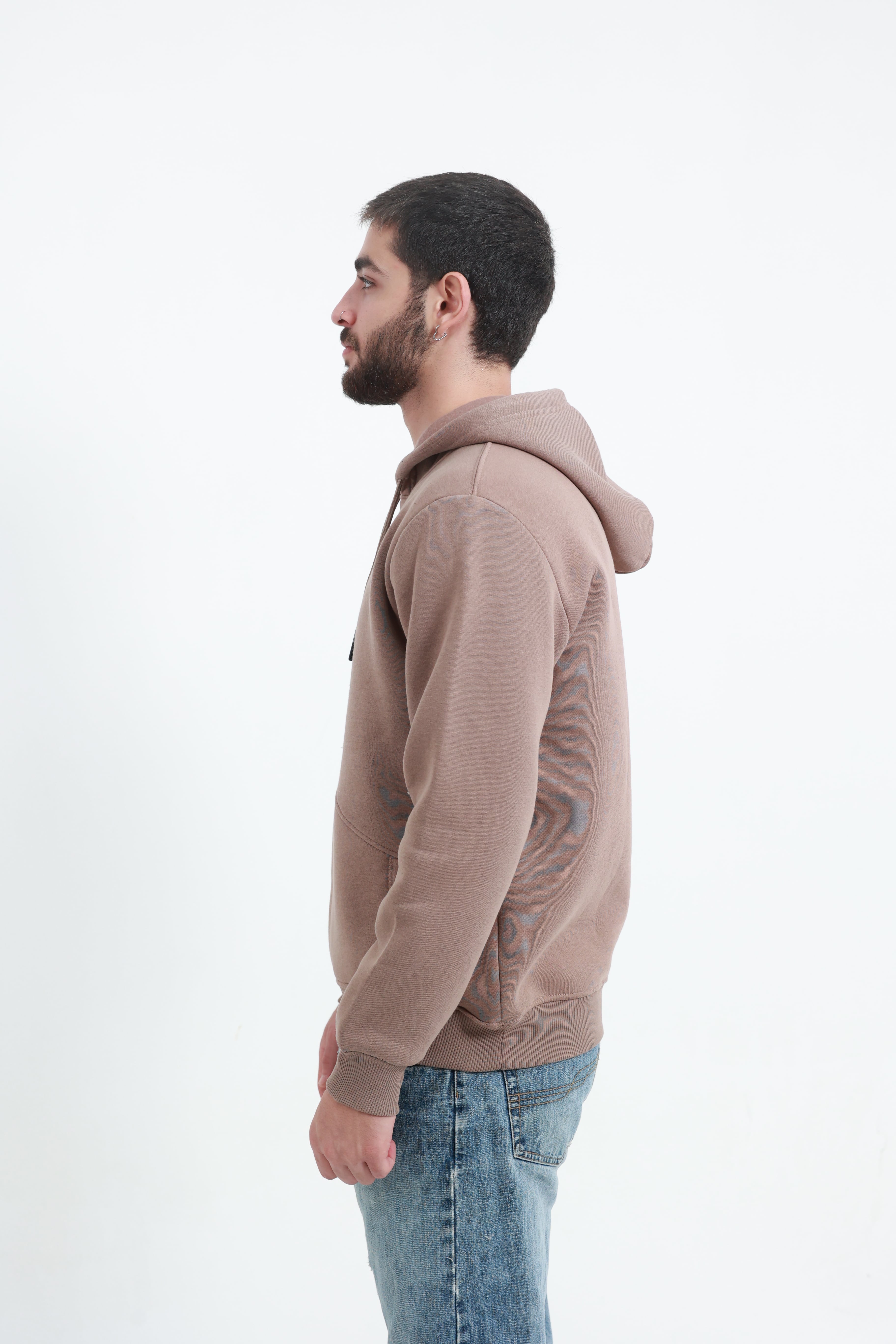 Erkek Yandan Cepli Sweatshirt Kahverengi