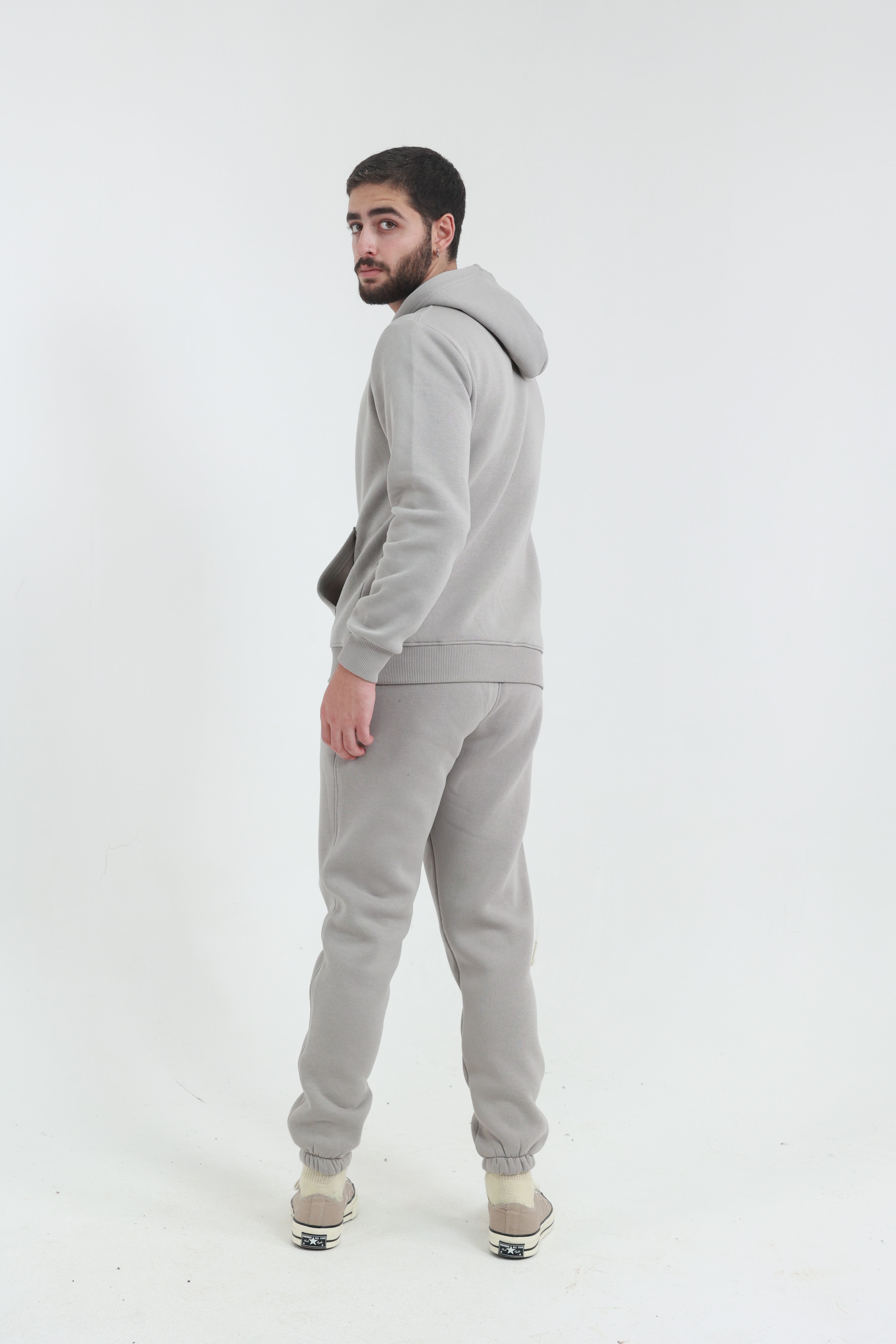 Taş Penye Regular Fit Kanguru Cepli Sweatshirt 3 İplik Eşofman Takım