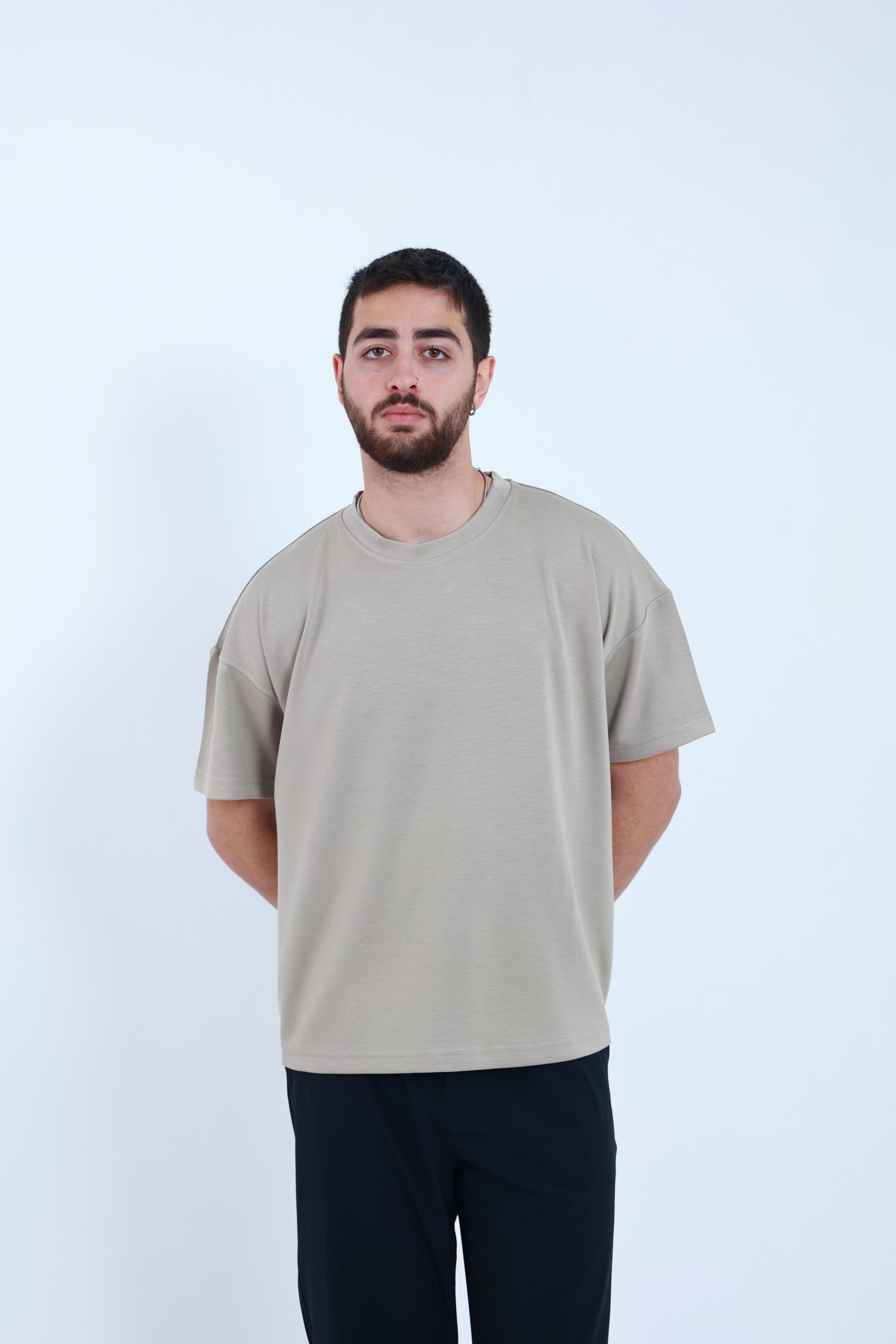Modal Oversized T-Shirt Taş