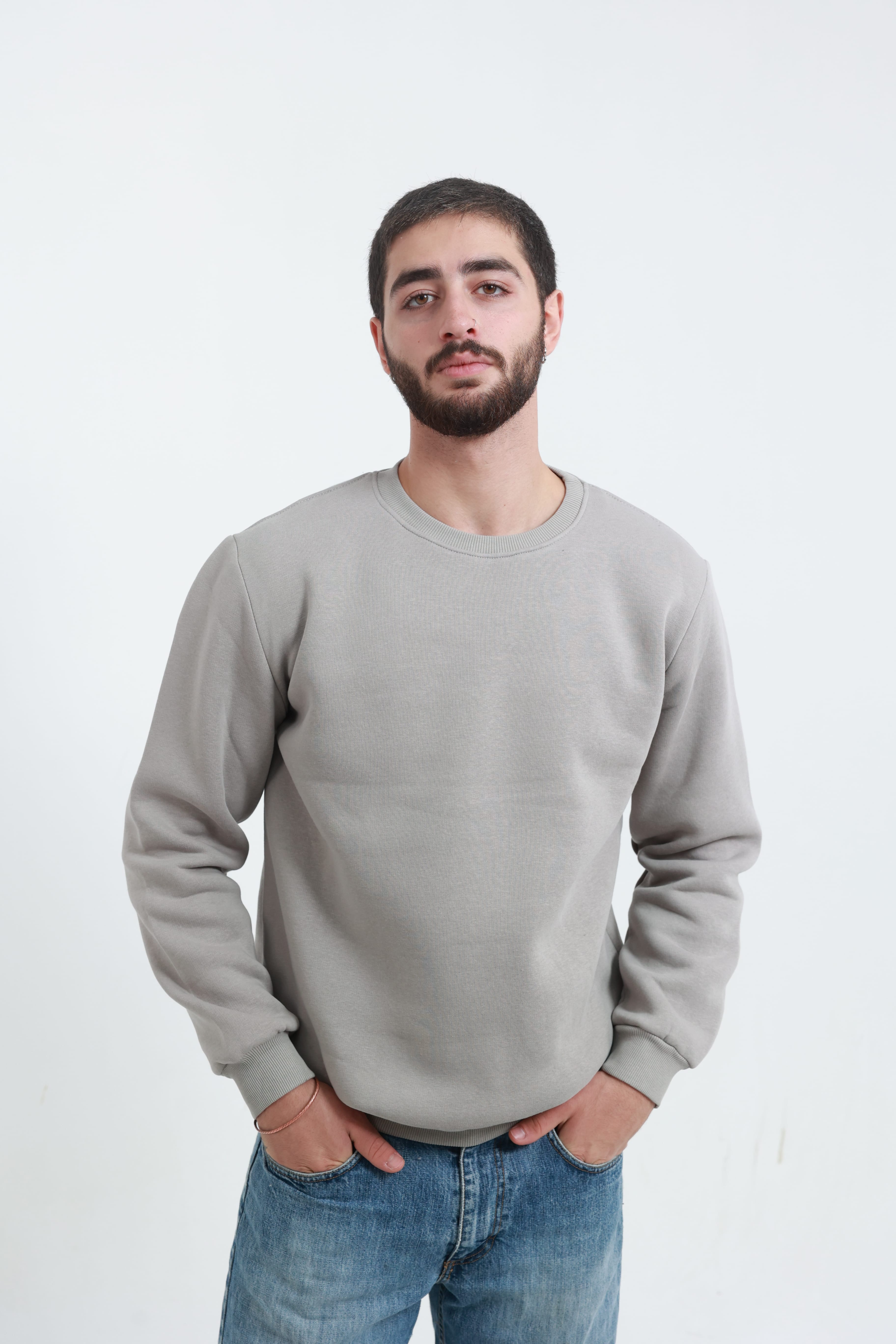 Taş Erkek Bisiklet Yaka Sweatshirt