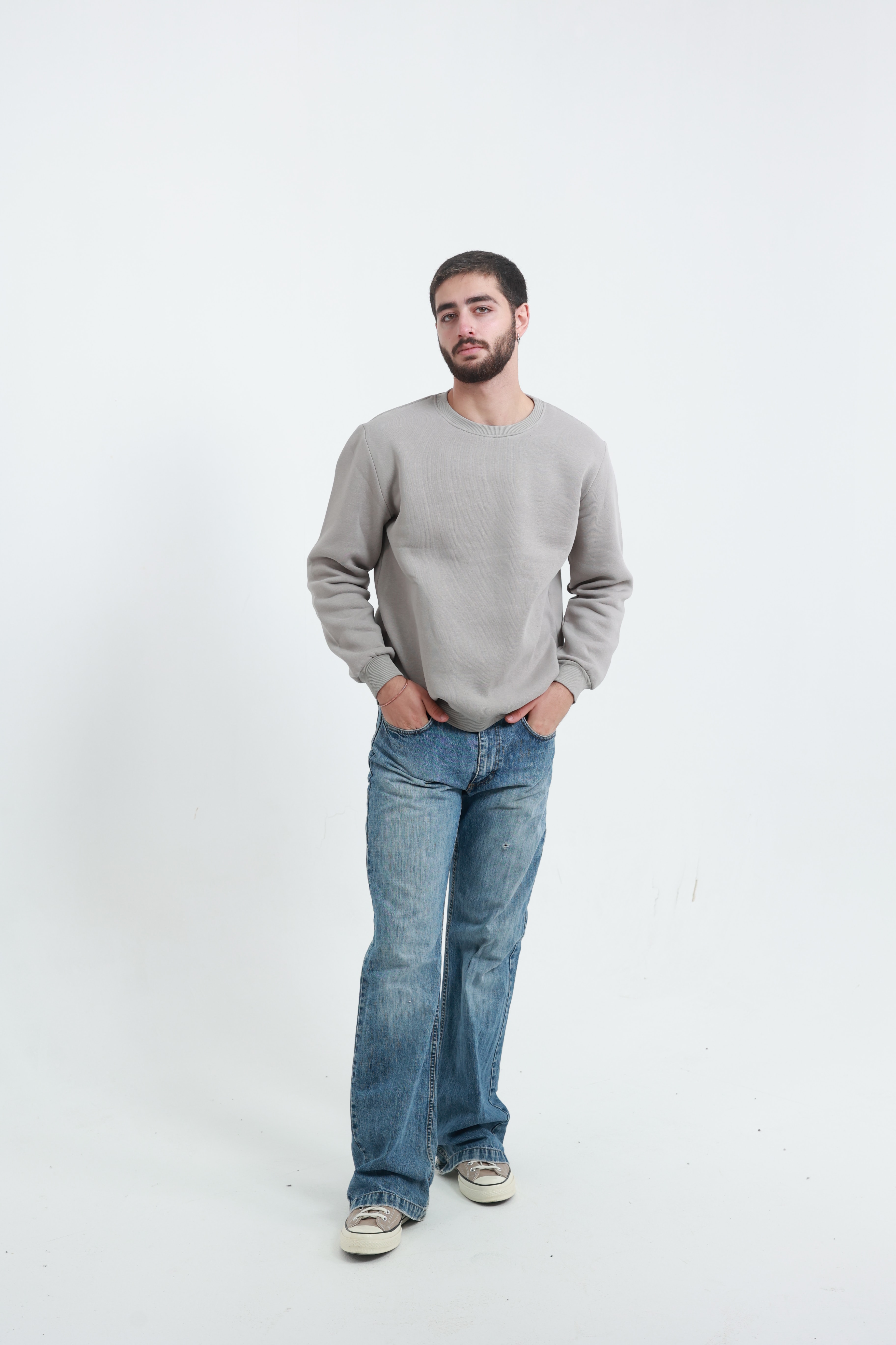Taş Erkek Bisiklet Yaka Sweatshirt