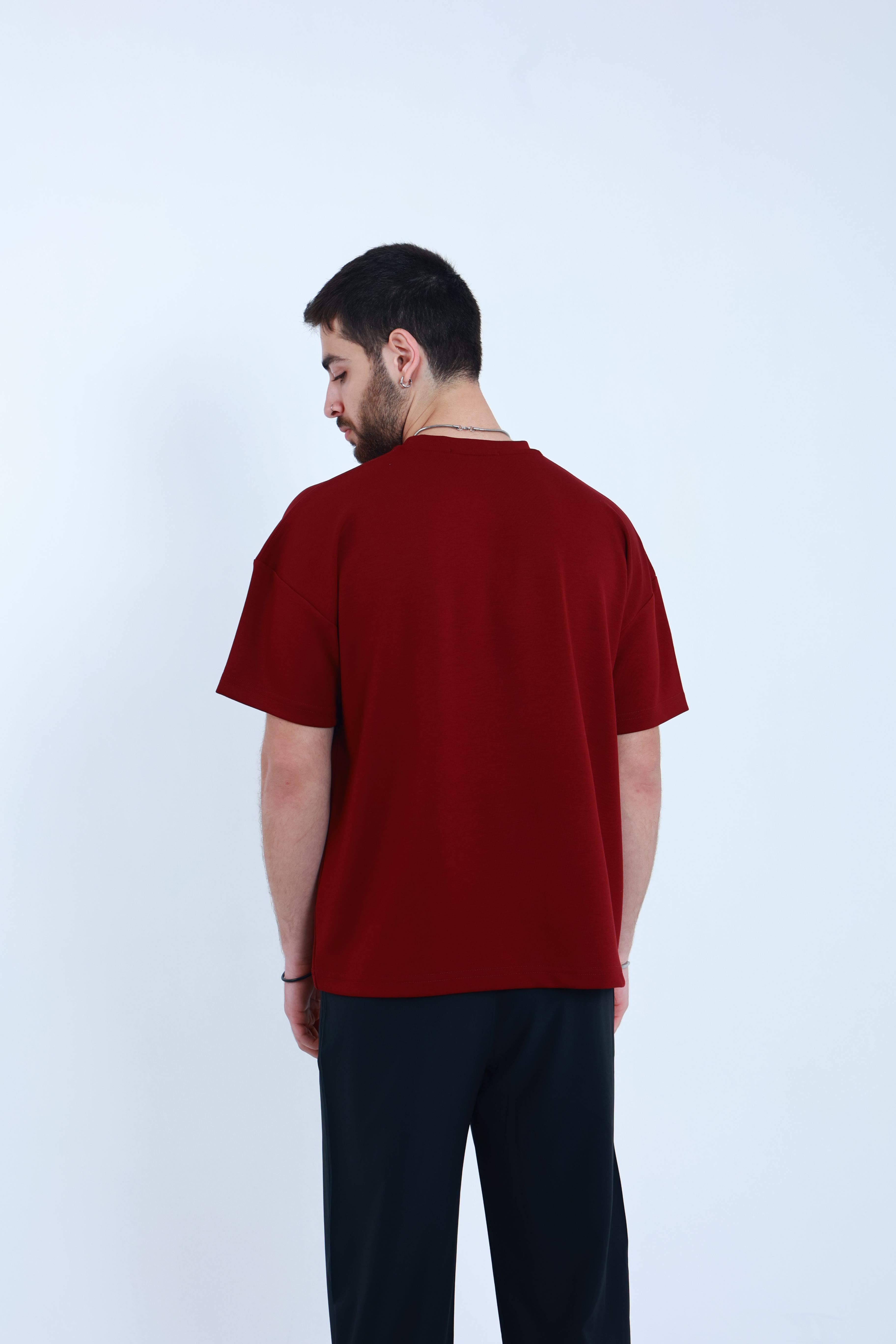 Modal Oversized T-Shirt Bordo