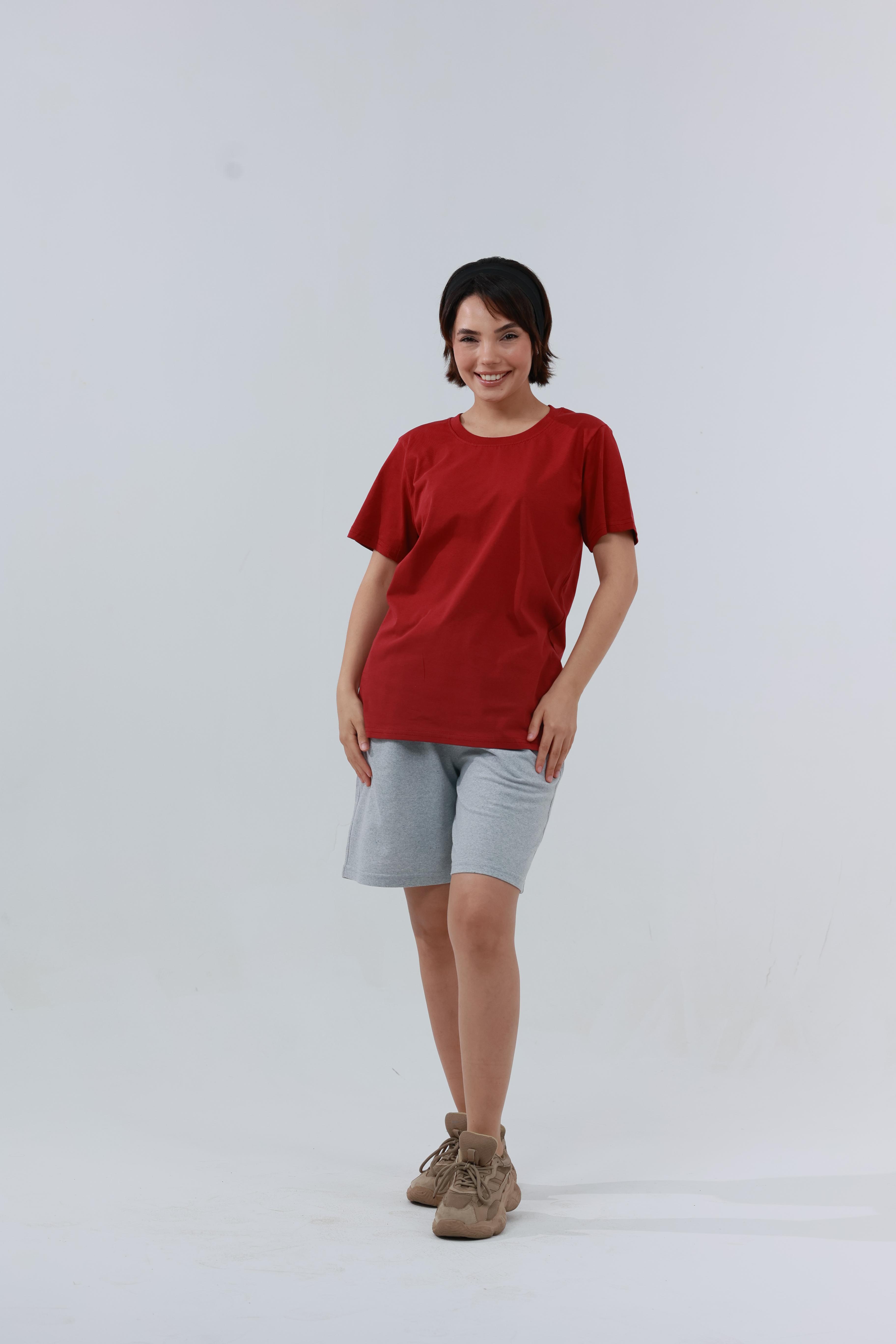 Kadın Penye Regular T-Shirt Kırmızı