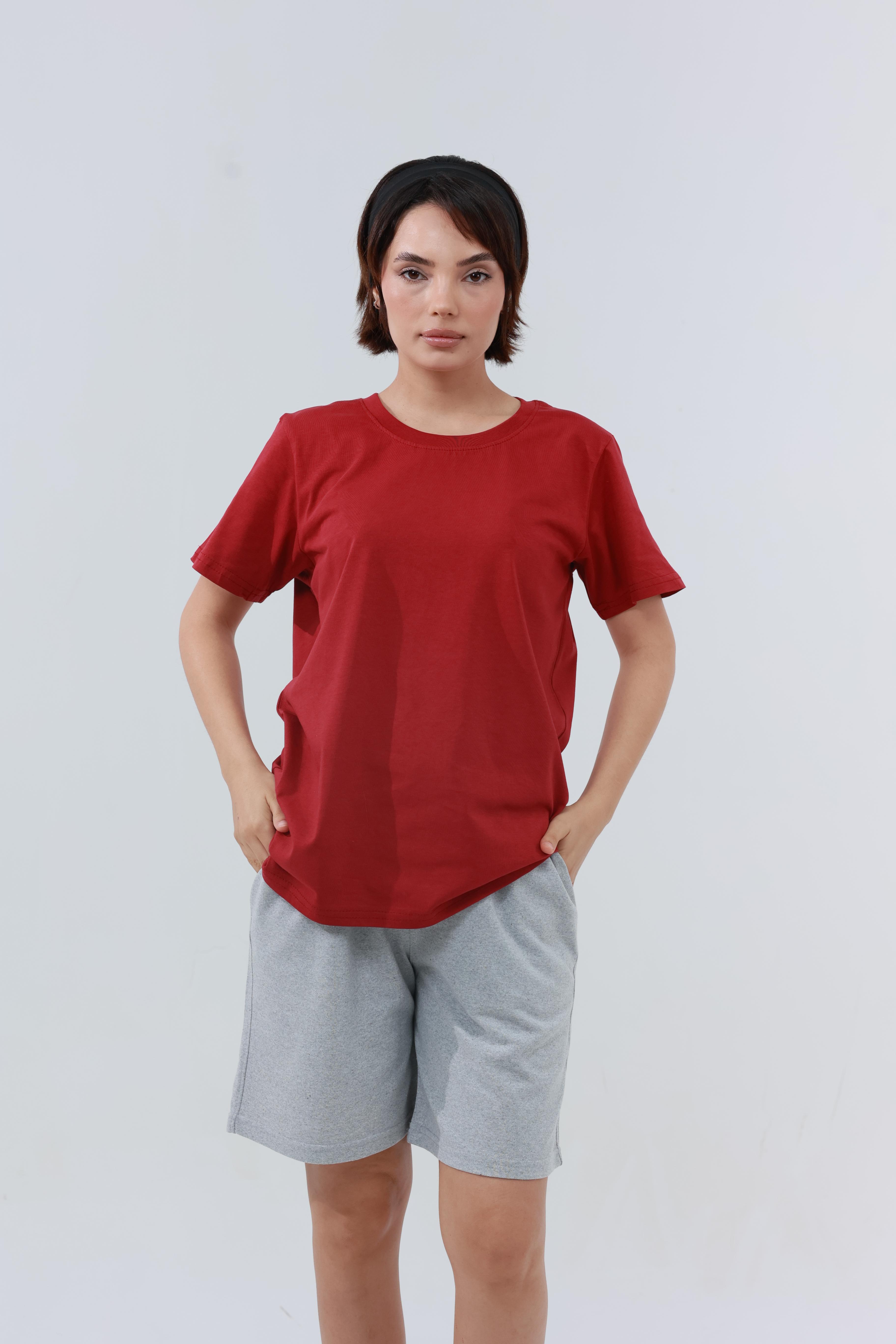 Kadın Penye Regular T-Shirt Kırmızı