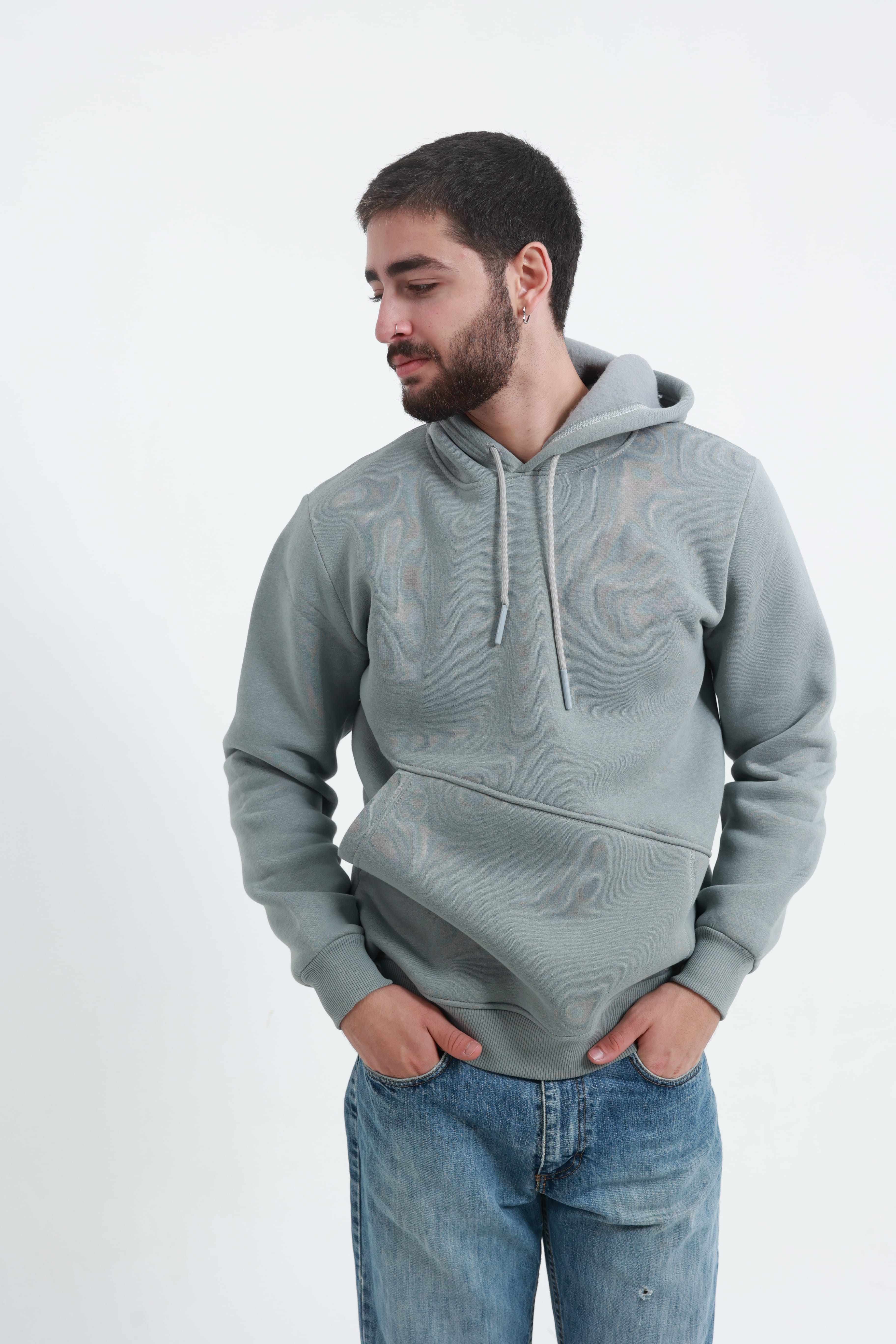 Erkek Yandan Cepli Sweatshirt Gri