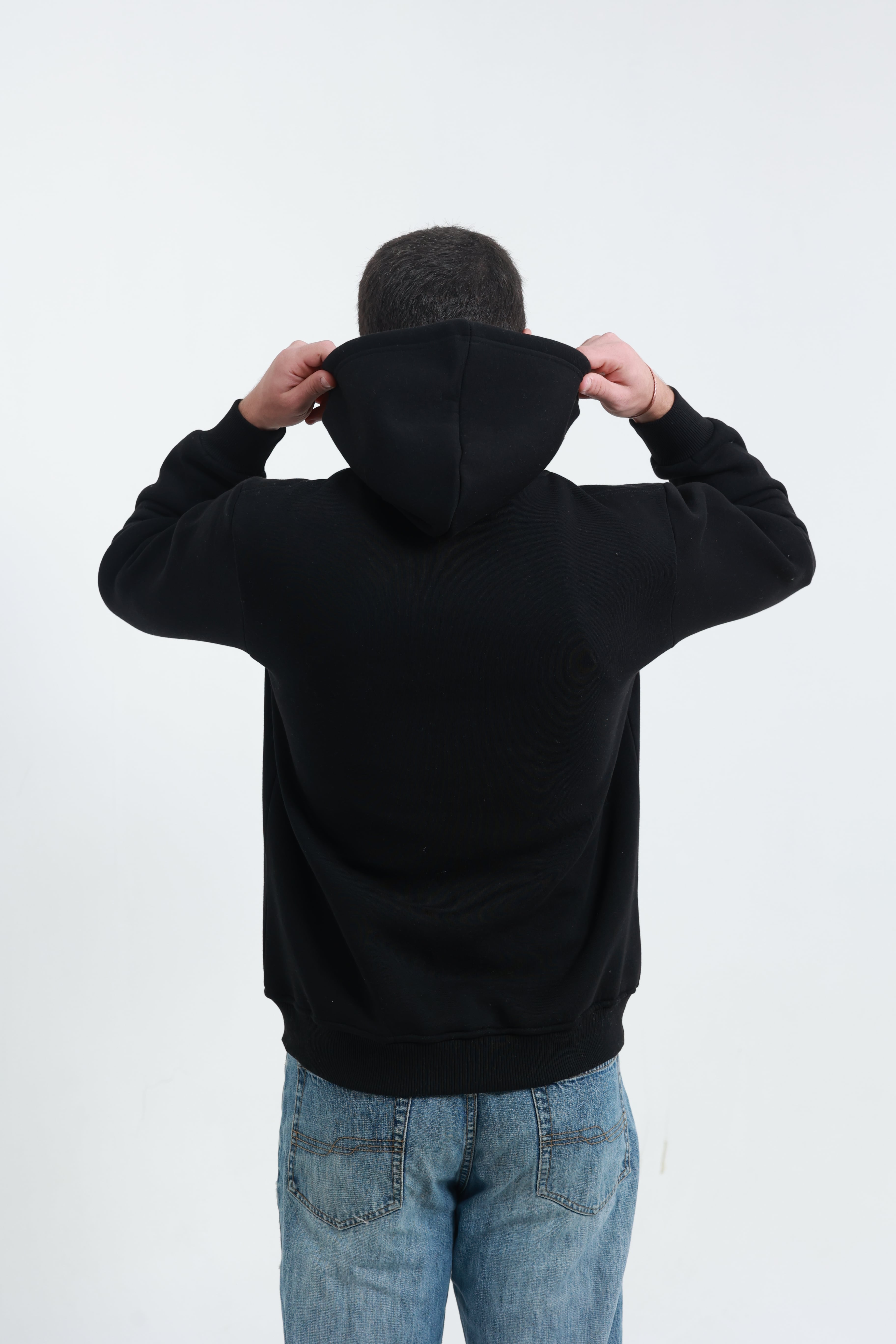 Kanguru Cepli Sweatshirt 3 İplik Siyah